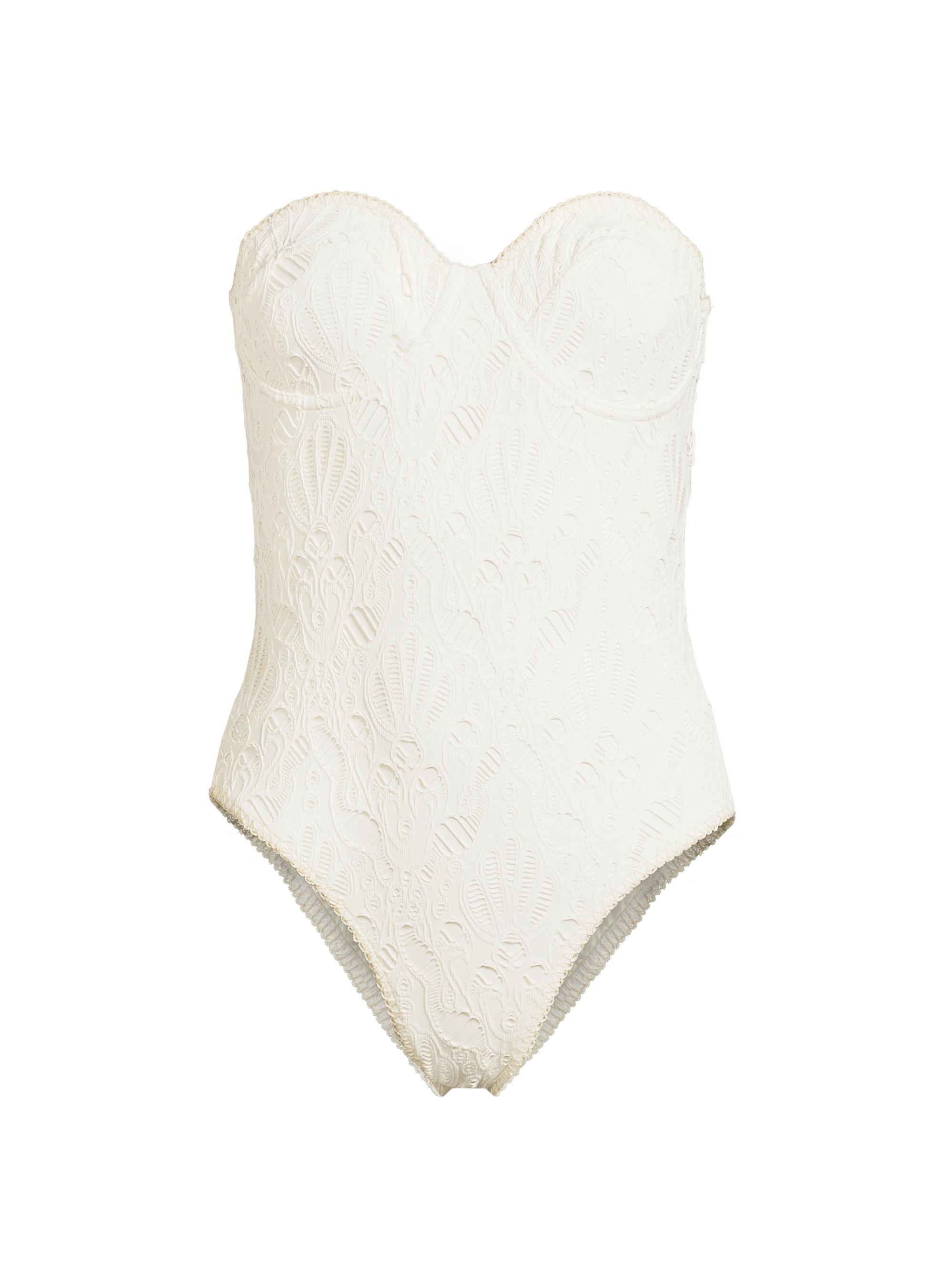 Farm Rio Women's Seashell Eyelet One-Piece Swimsuit - White
