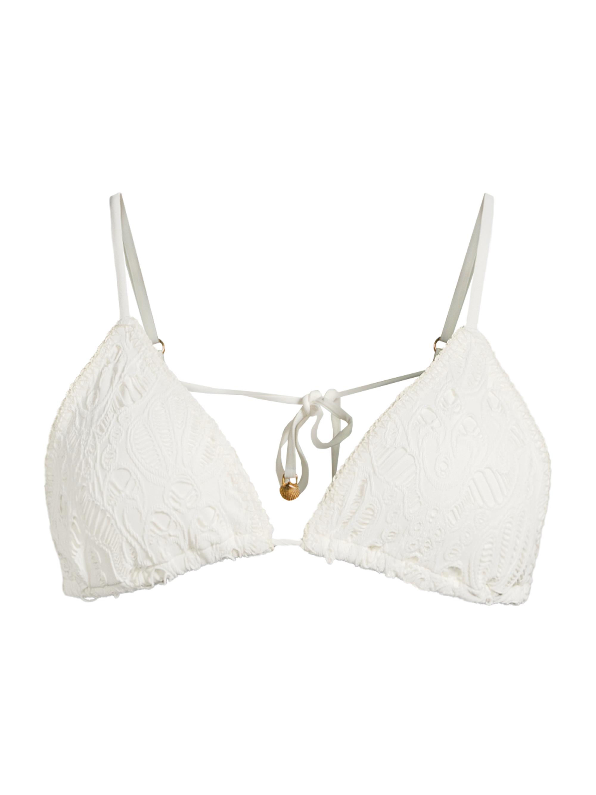 Farm Rio Women's Seashell Eyelet Triangle Bikini Top - White