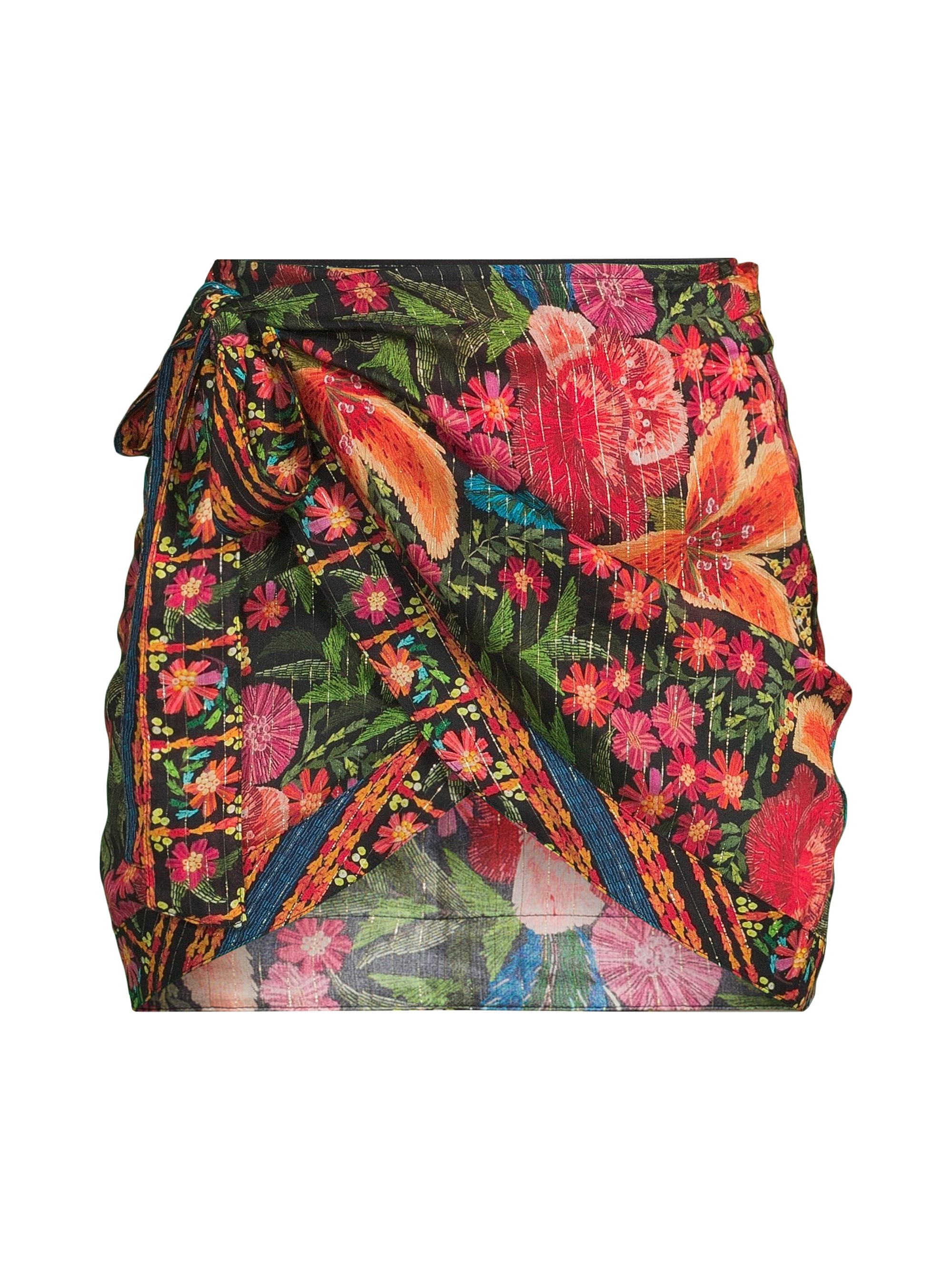 Farm Rio Women's Stitched Garden Tapestry Miniskirt - Black