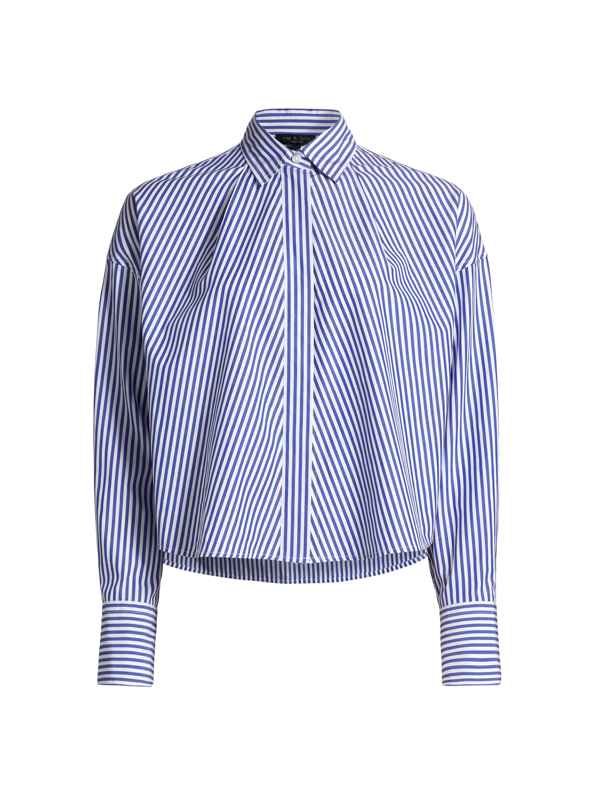 rag & bone Women's Martha Striped Poplin Shirt - Blue Stripe