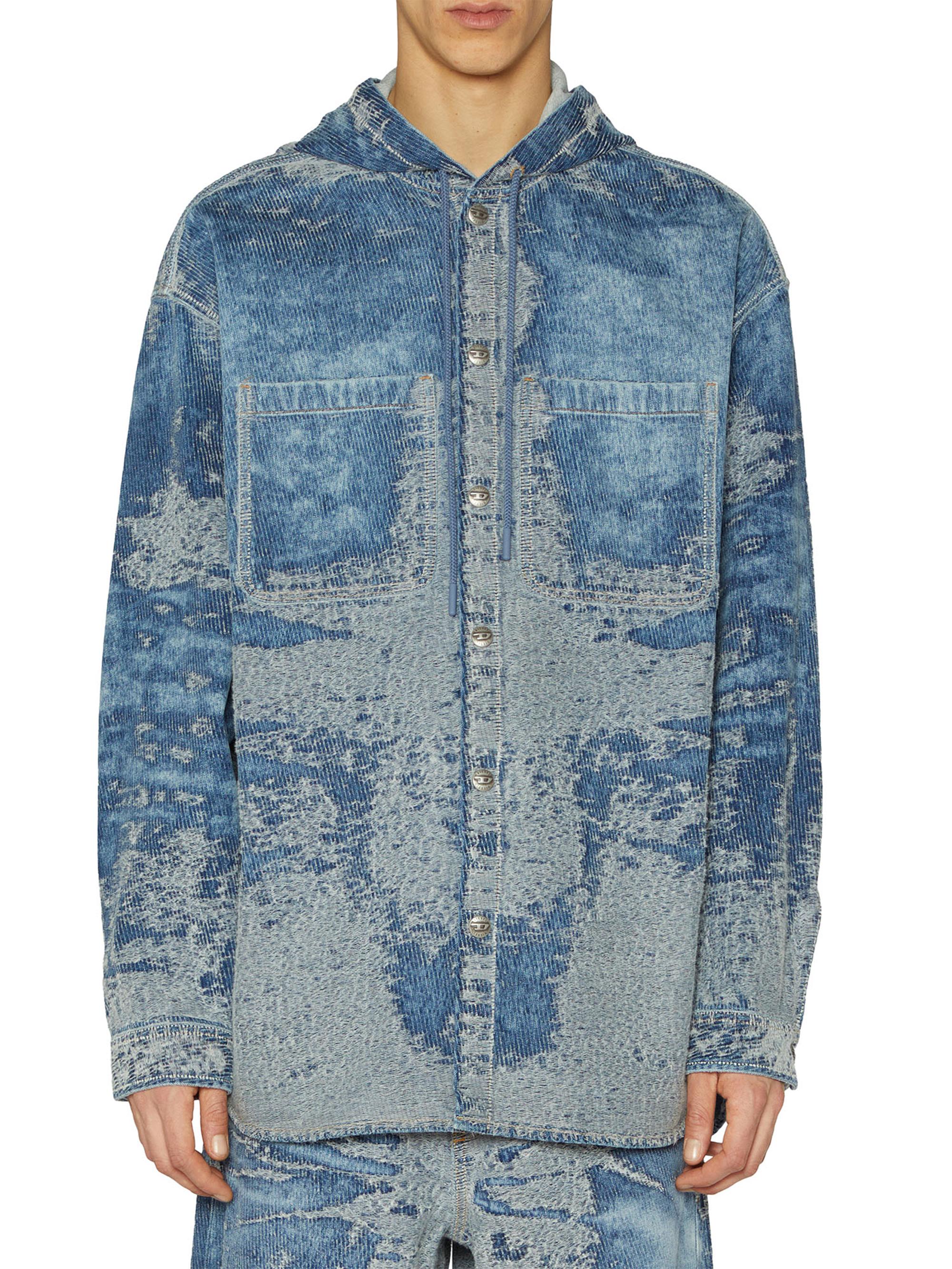 Diesel Men's Dewnys Denim Hooded Shirt - Denim