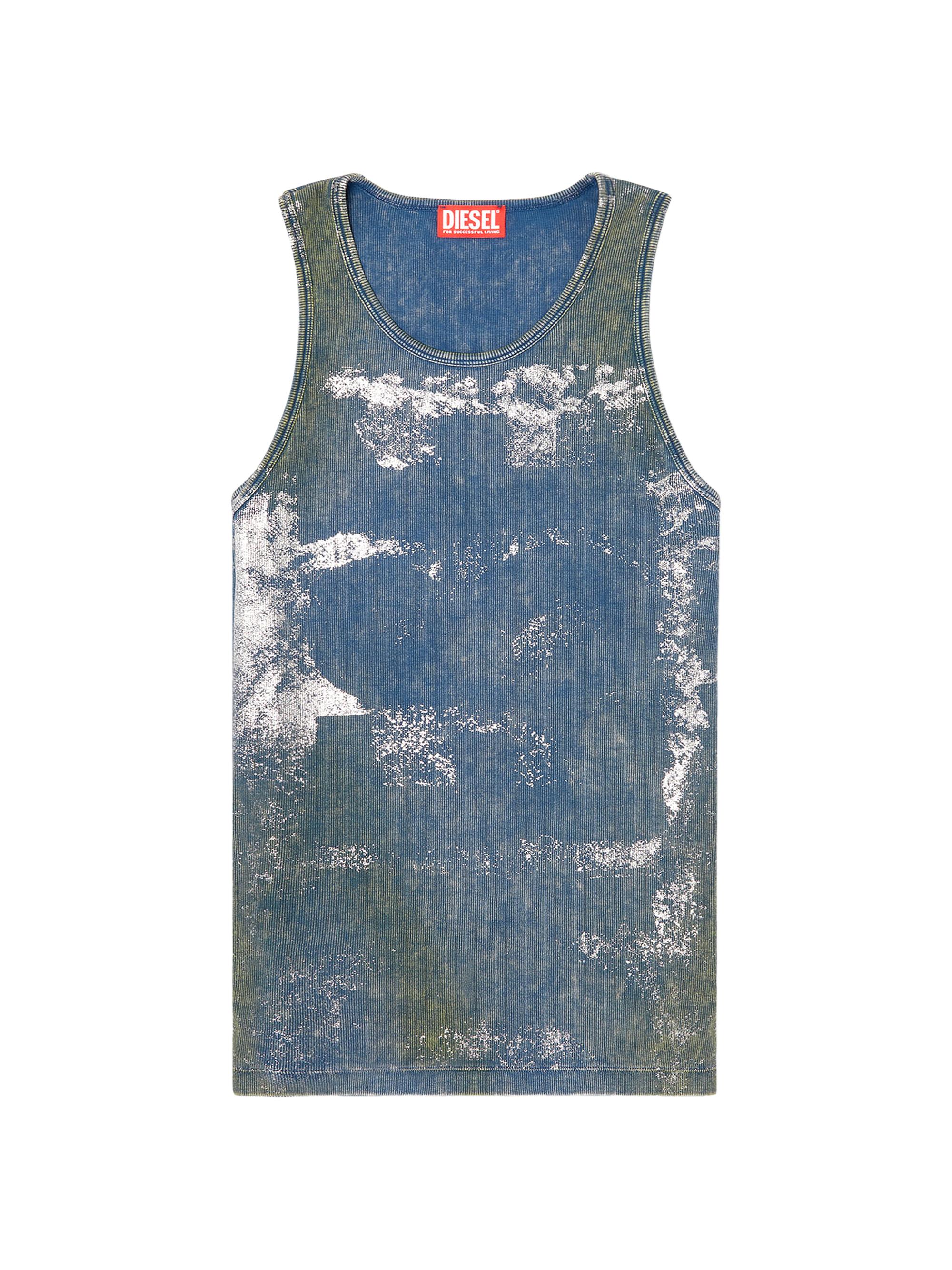 Diesel Men's Metallic Foil Cotton Logo Tank - Blue