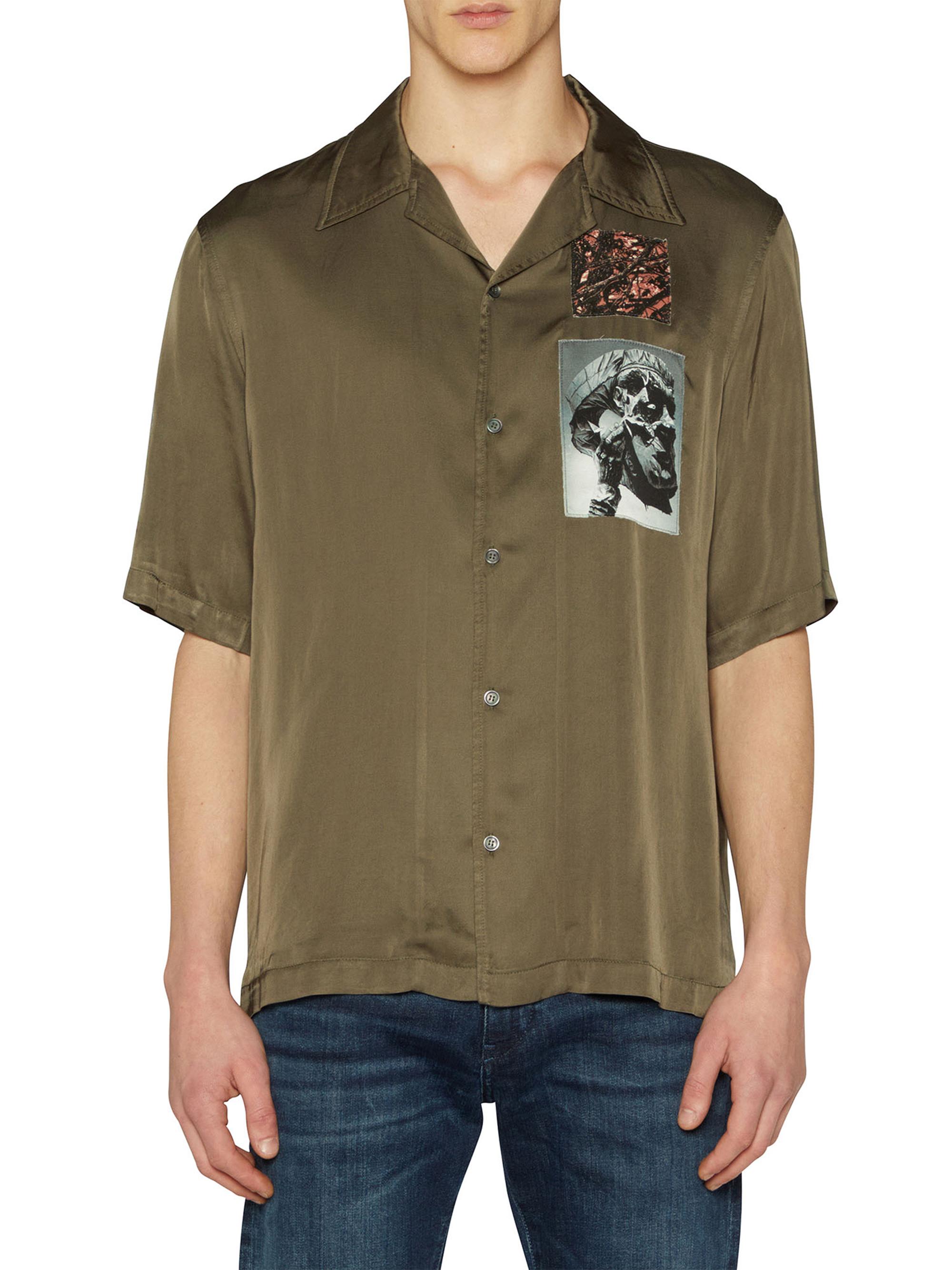 Diesel Men's Daxhe Patchwork Camp Shirt - Leaf Green