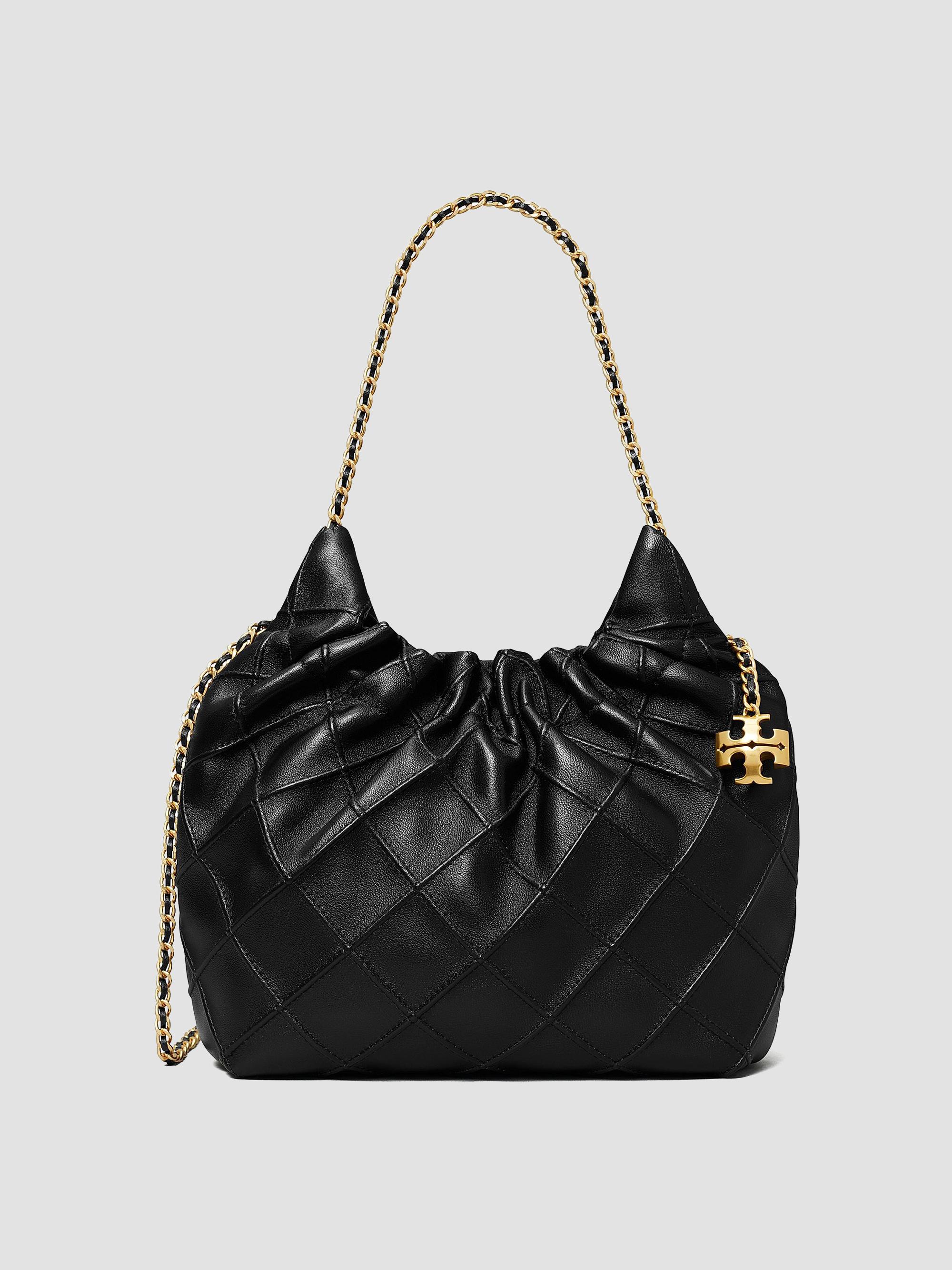 Tory Burch Women's Fleming Mini Leather Hobo Bag - Black