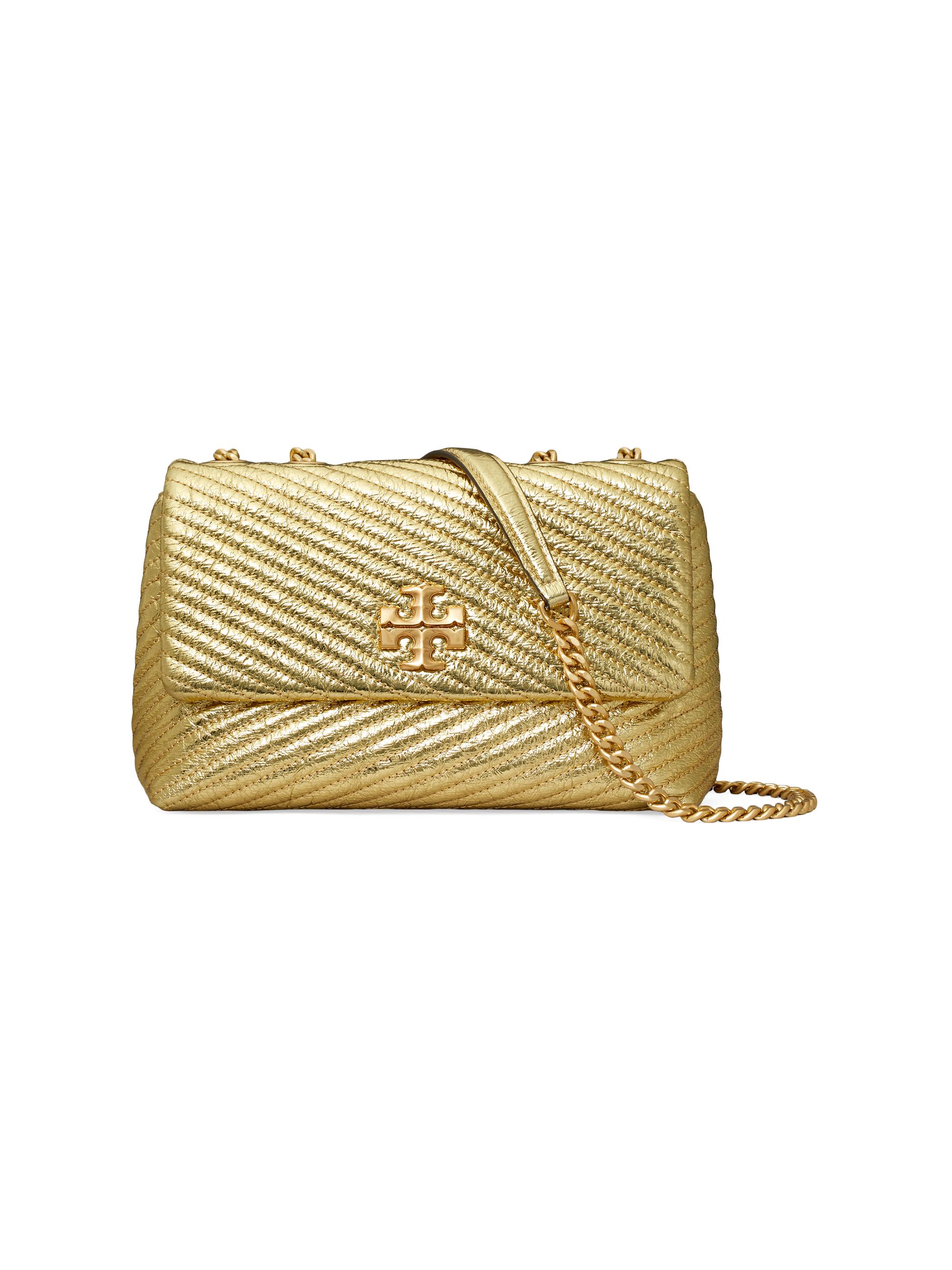 Tory Burch Women's  Kira Moto Metallic Leather Shoulder Bag - Gold