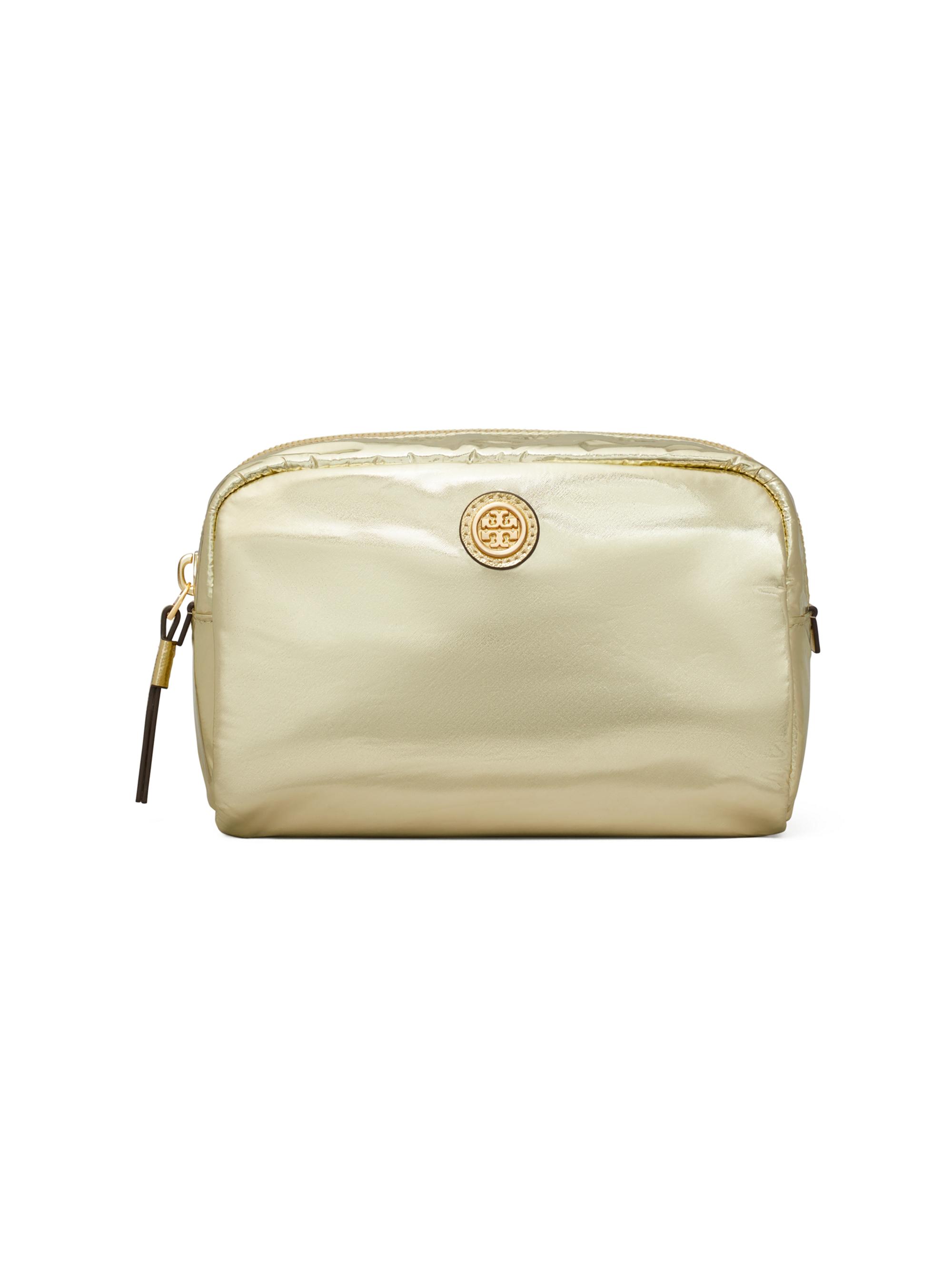Tory Burch Women's Virginia Metallic Nylon Cosmetic Case - Gold