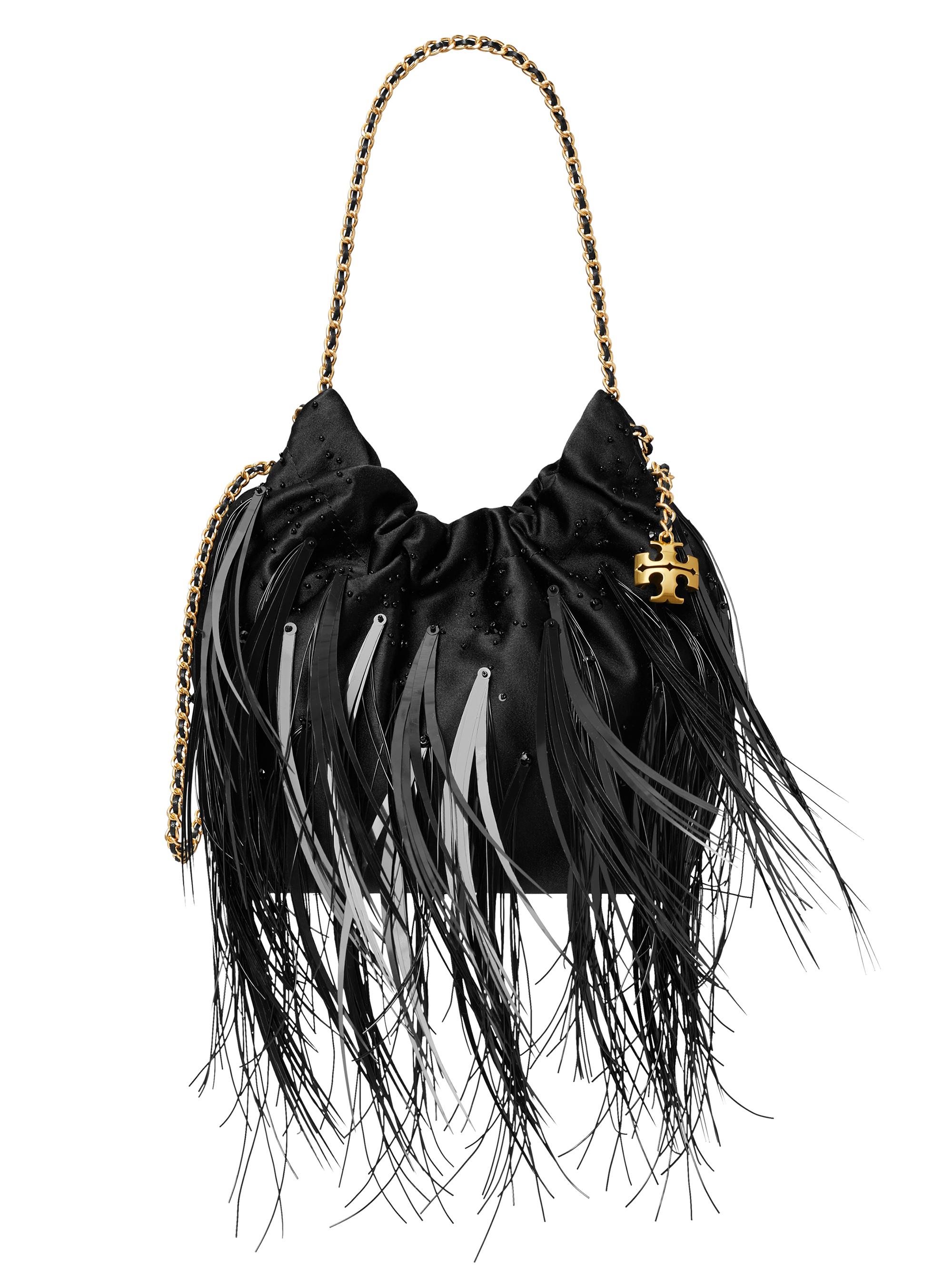 Tory Burch Women's Mini Fleming Feather Hobo Bag - Black