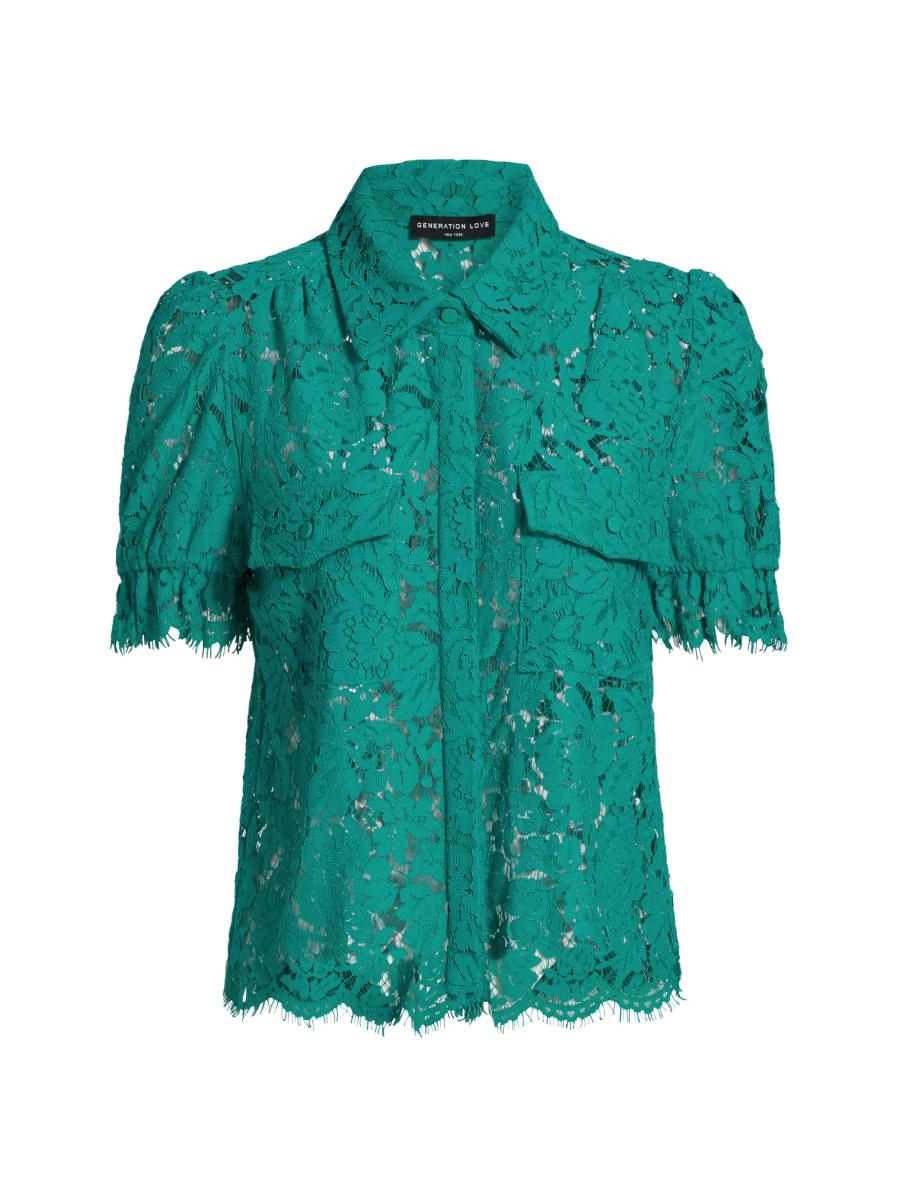 Generation Love Mina Lace Button-Front Top | Saks Fifth Avenue