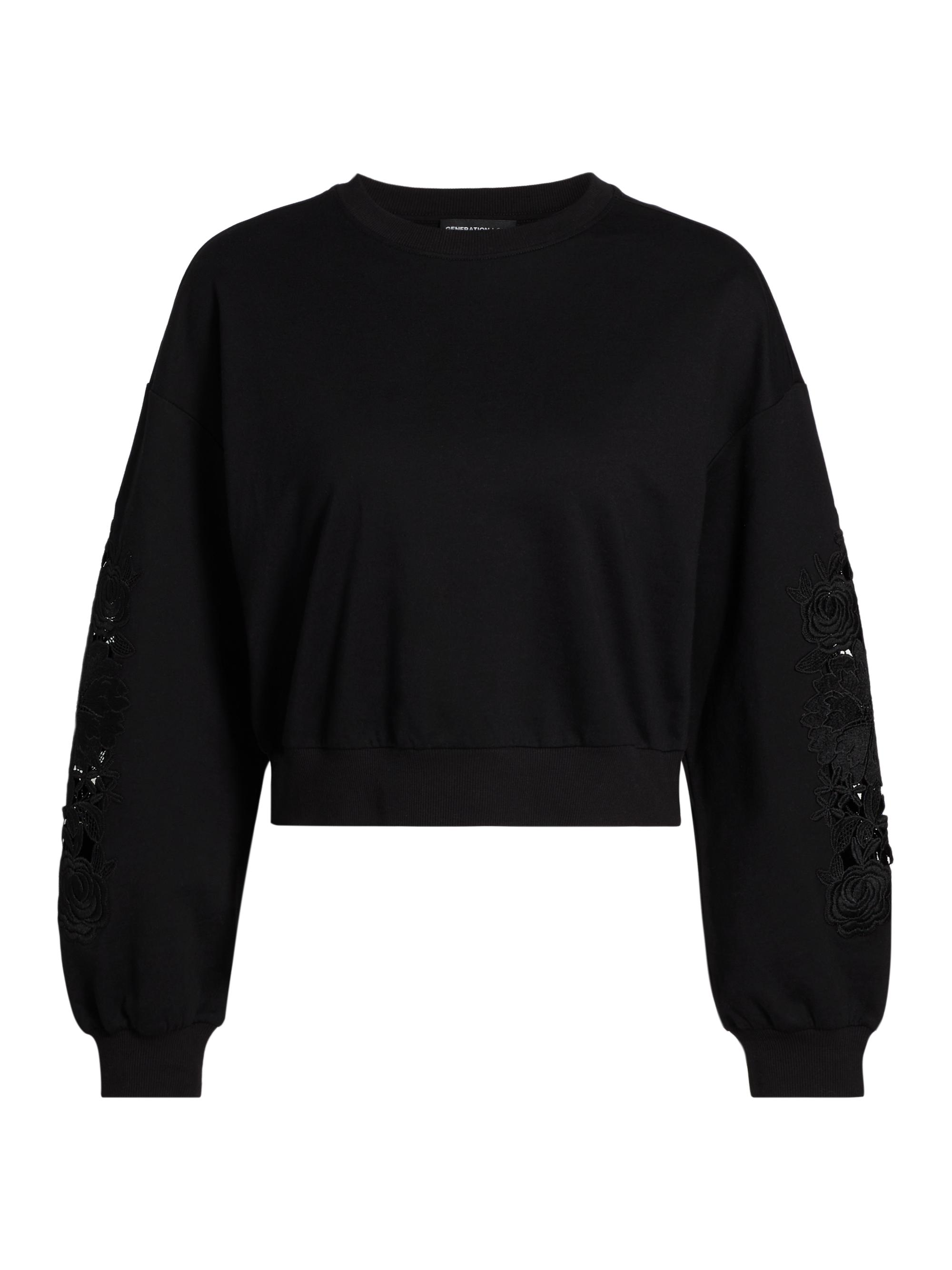 Generation Love Women's Arabella Lace Sweatshirt - Black