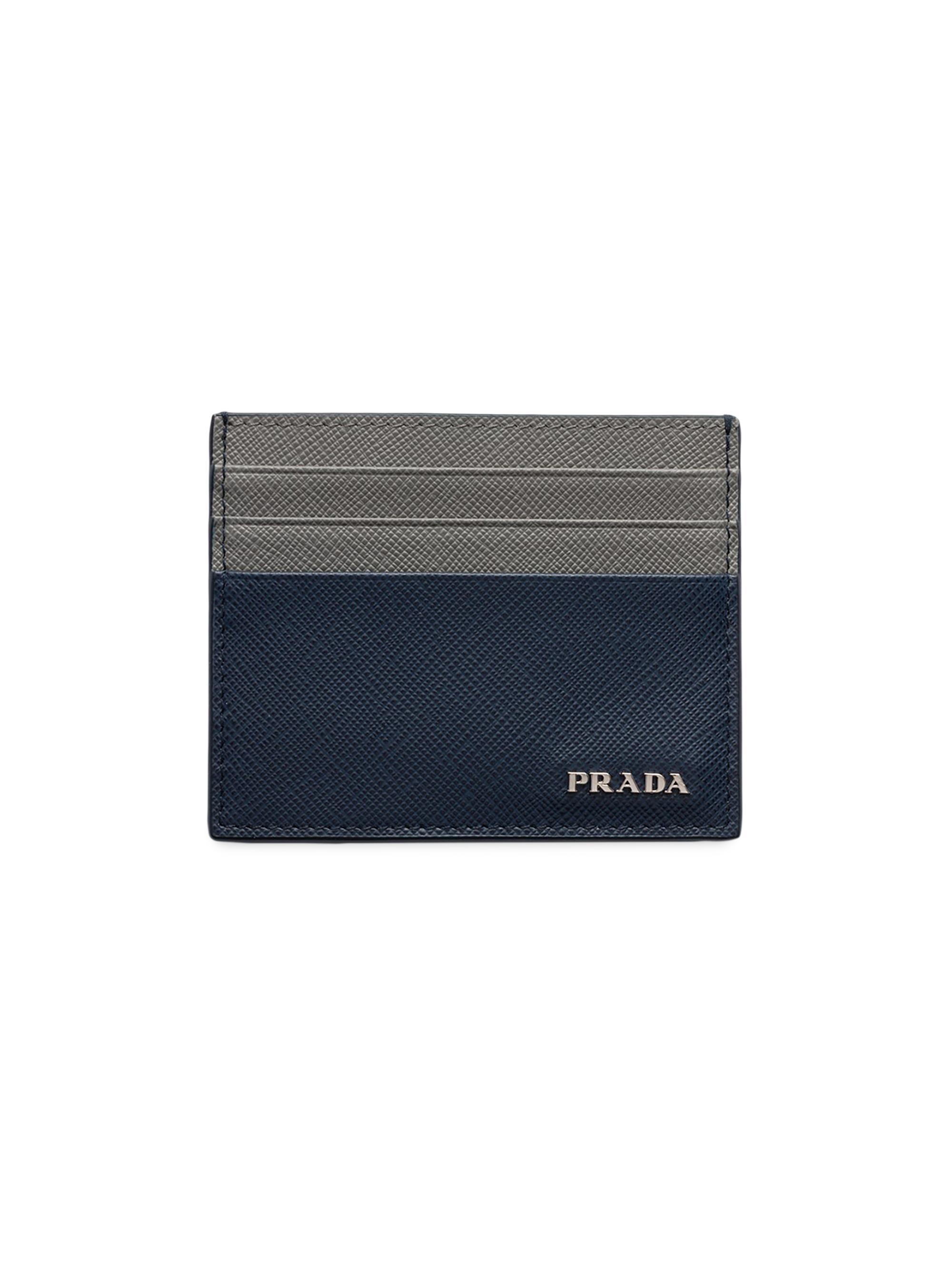 Prada Men's Saffiano Leather Card Holder - Blue