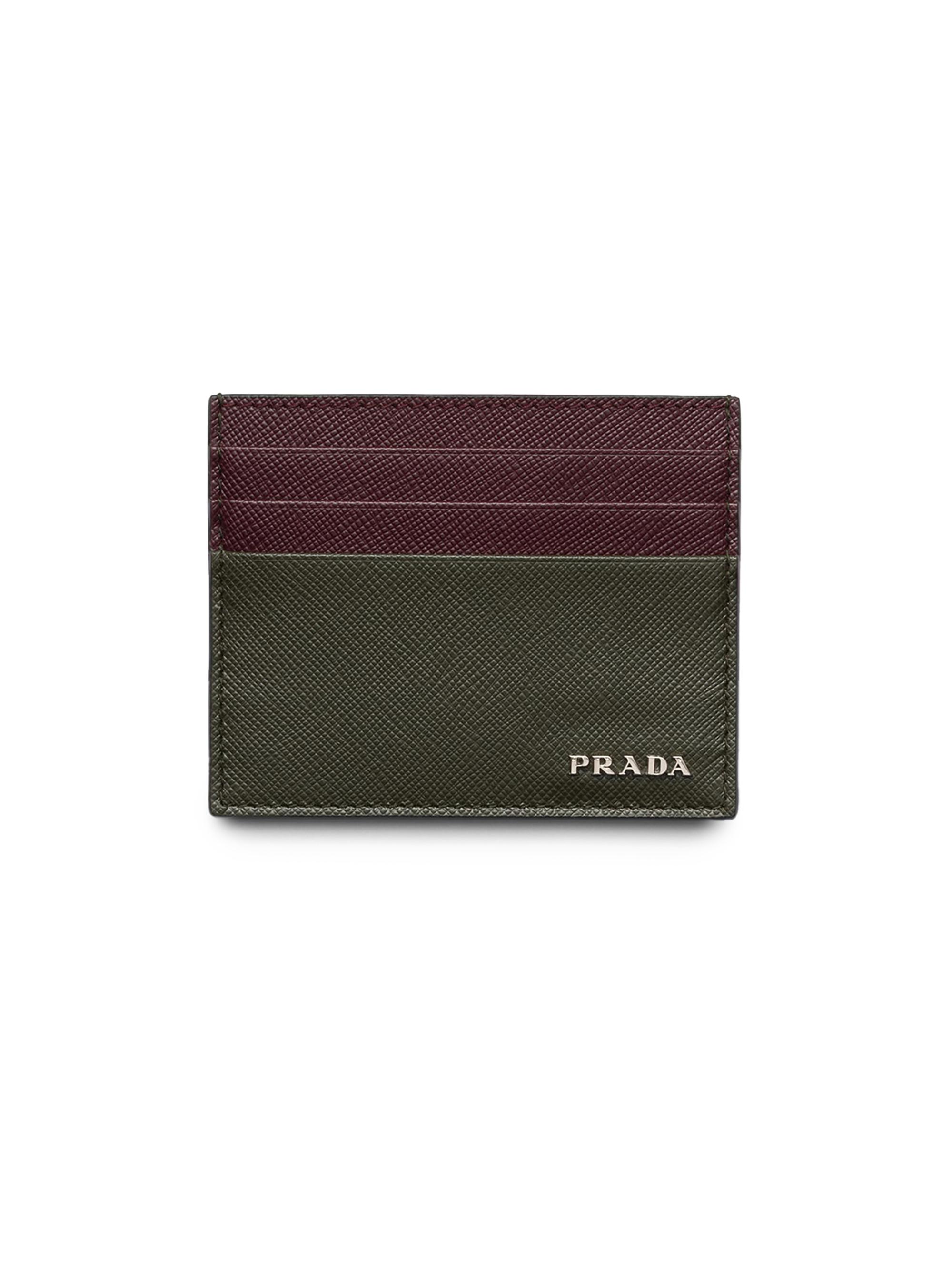 Prada Men's Saffiano Leather Card Holder - Green