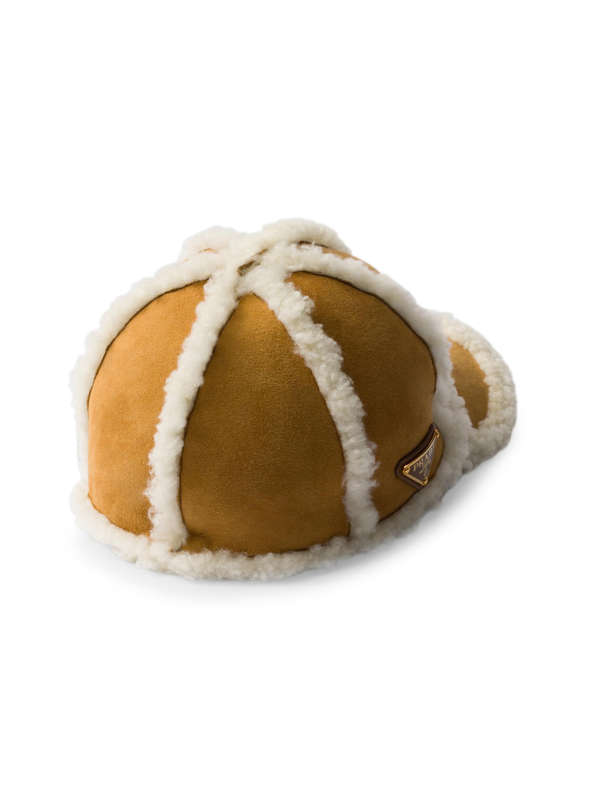 Prada Women's Suede Shearling Baseball Cap - Beige Khaki | Thumbnail 2