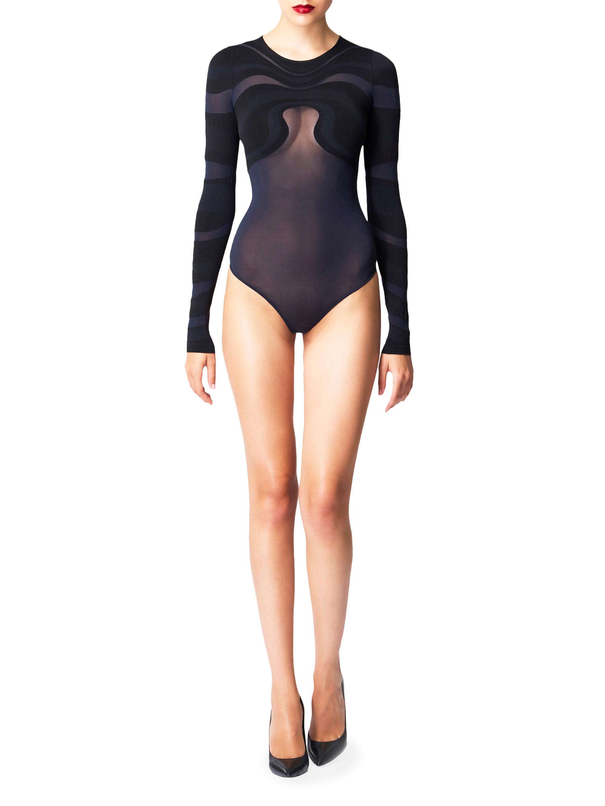 Wolford Seductive Swirls Sheer Long-Sleeved Bodysuit | Saks Fifth