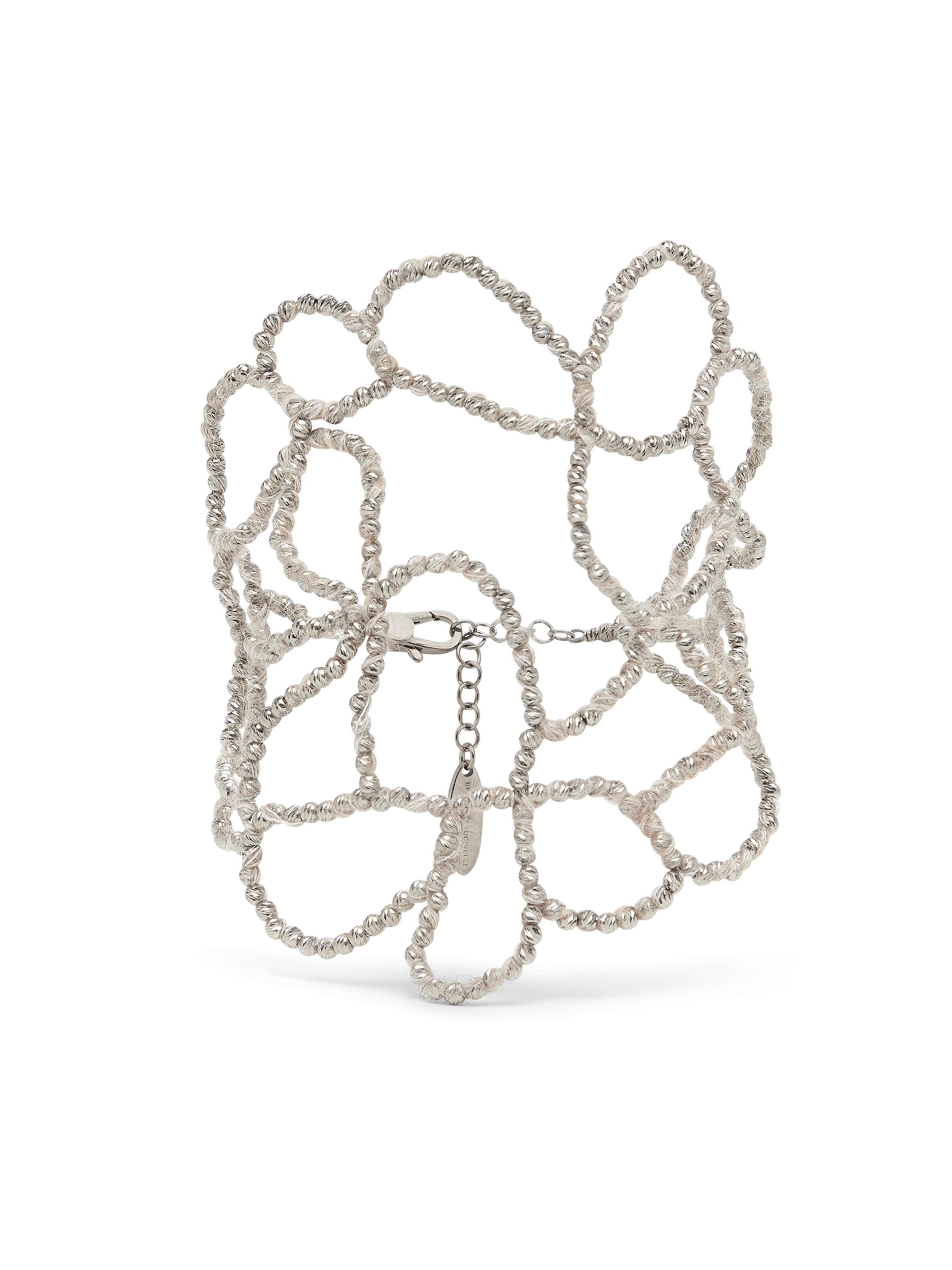 Brunello Cucinelli Women's Ramage Bracelet in Sterling Silver and Mohair - Beige