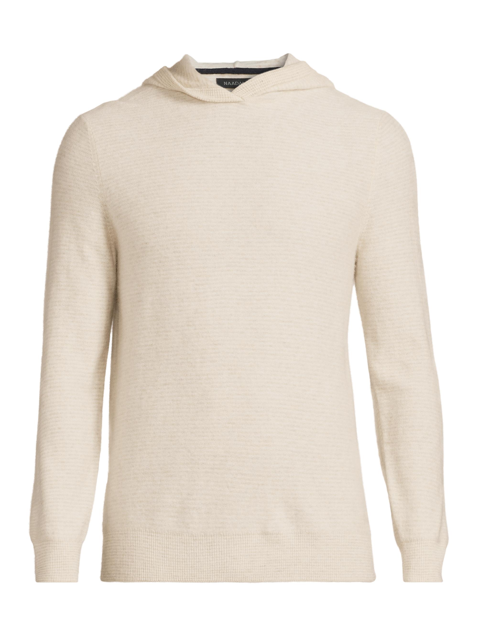 Naadam Men's Cashmere Striped Hoodie - Oatmeal