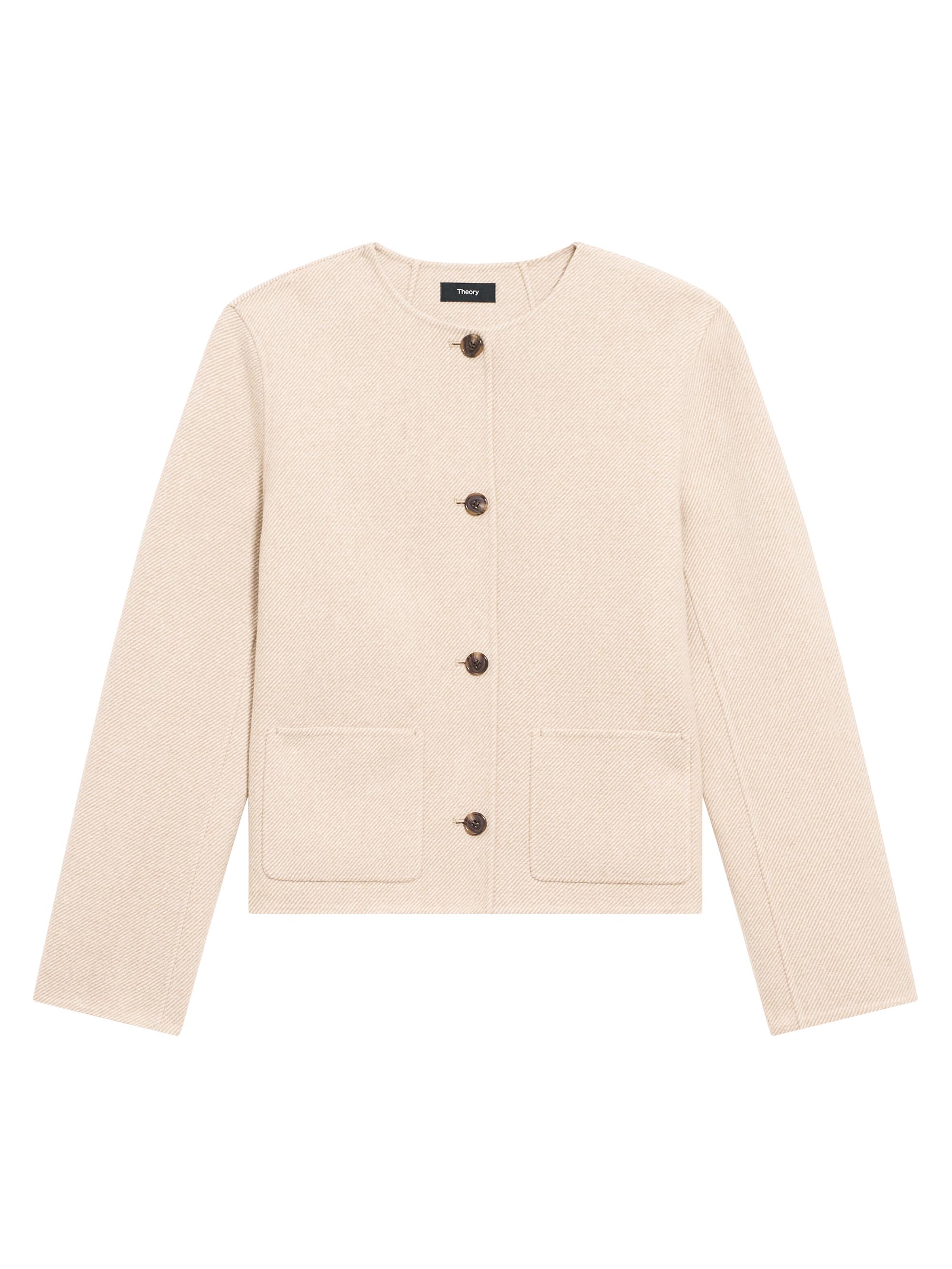 Theory Women's Twill Wool Button-Front Cardigan - Camel Multi