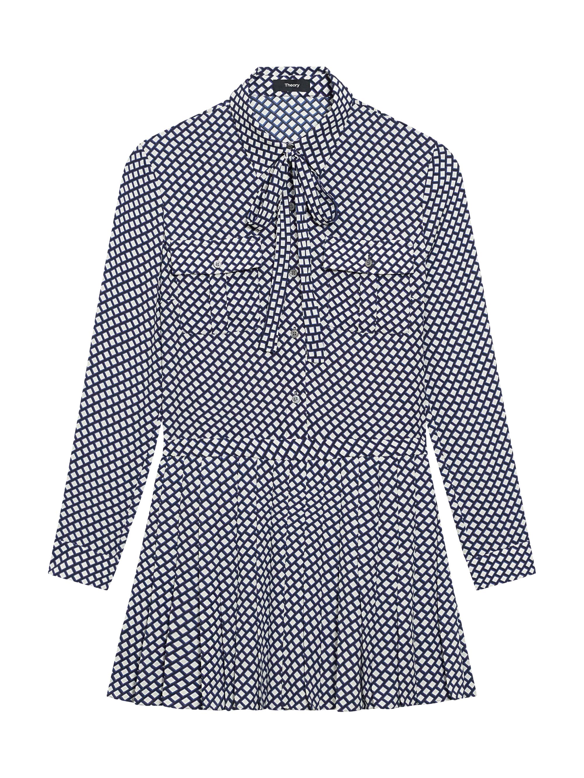 Theory Women's Check Print Pleated Minidress - Sapphire Multi