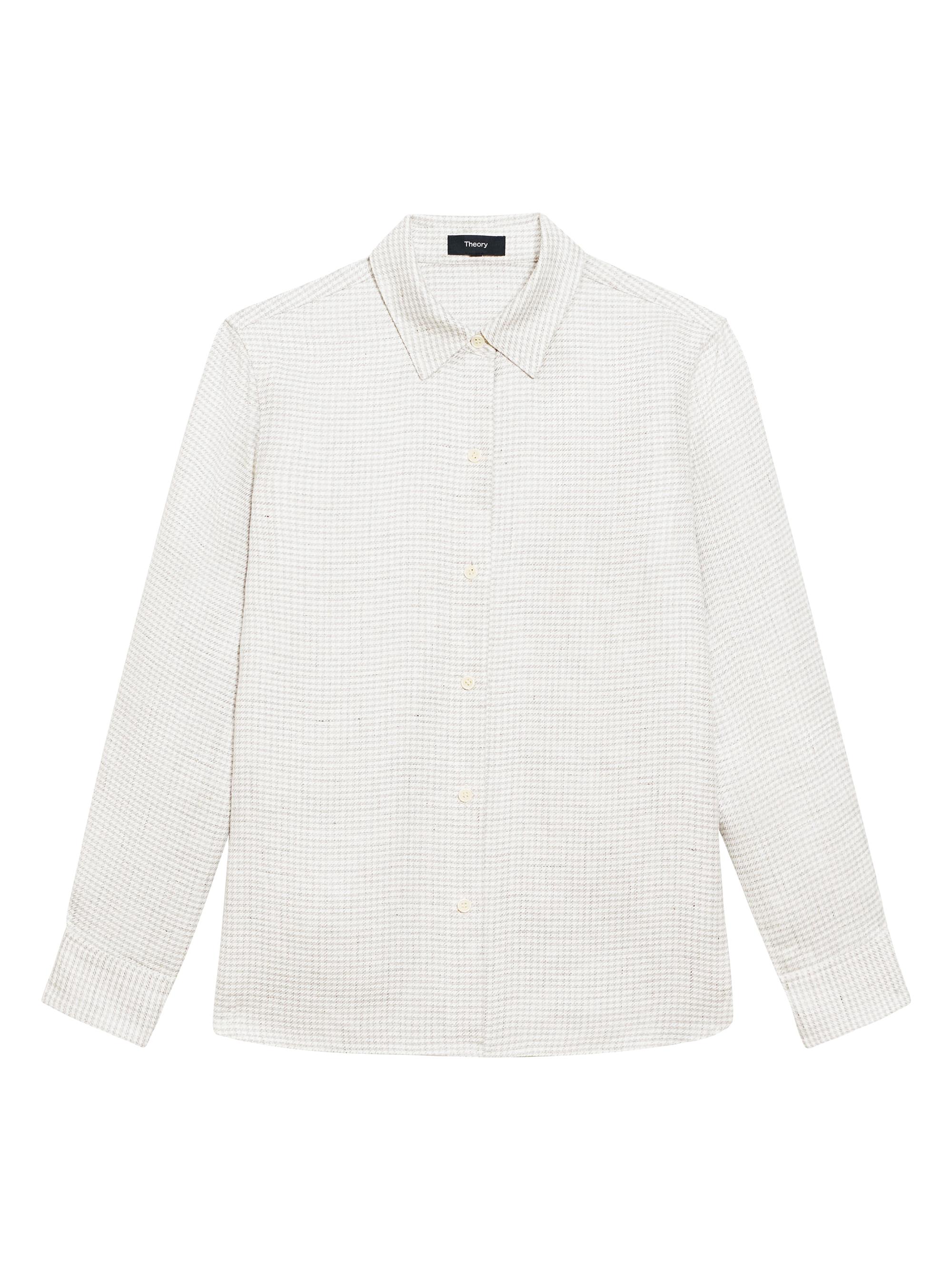 Theory Women's Gingham Linen-Blend Shirt - Platinum Multi