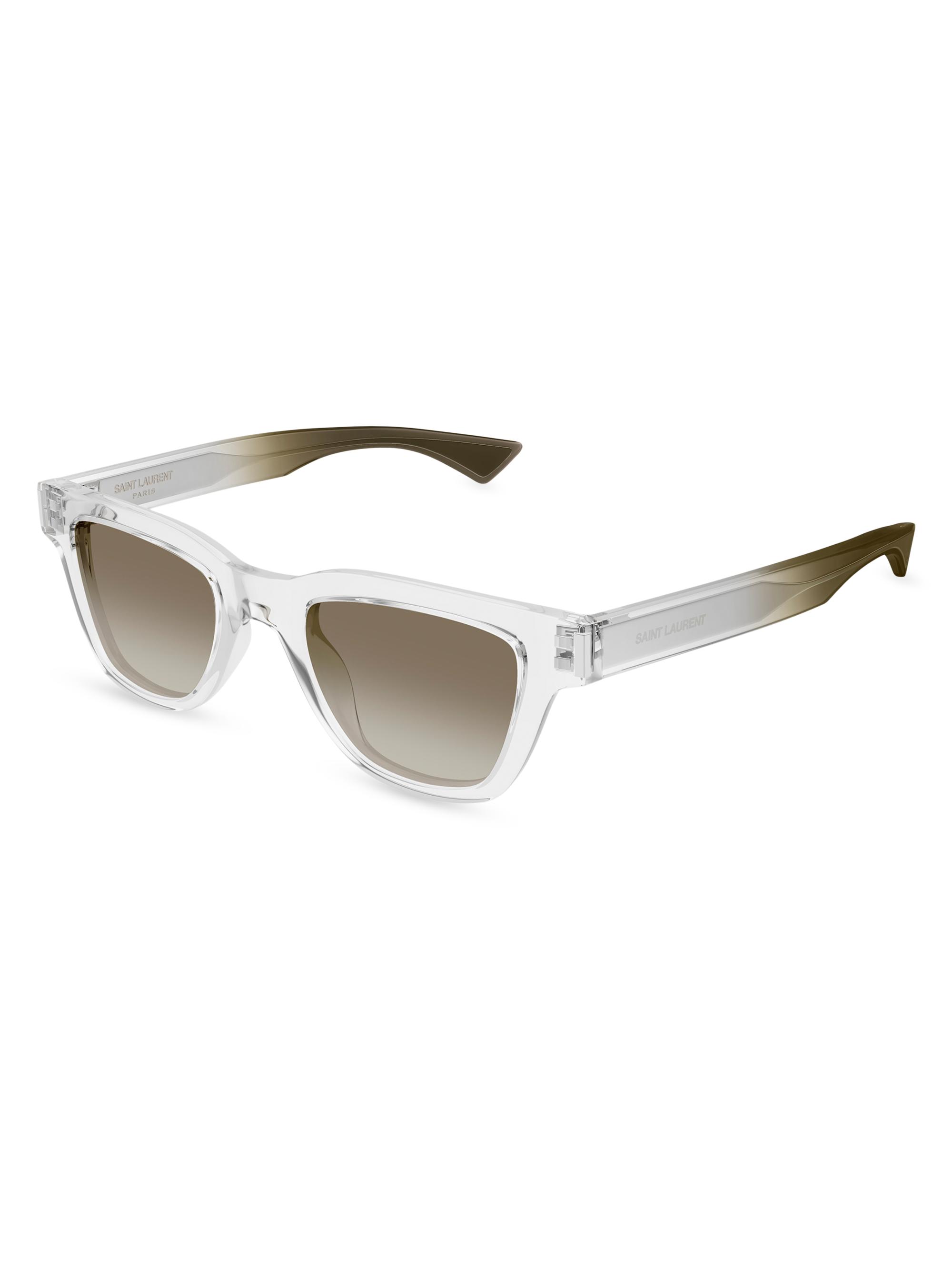 Saint Laurent Men's Naked Wirecore Arrow 47MM Square Sunglasses - Crystal Brown