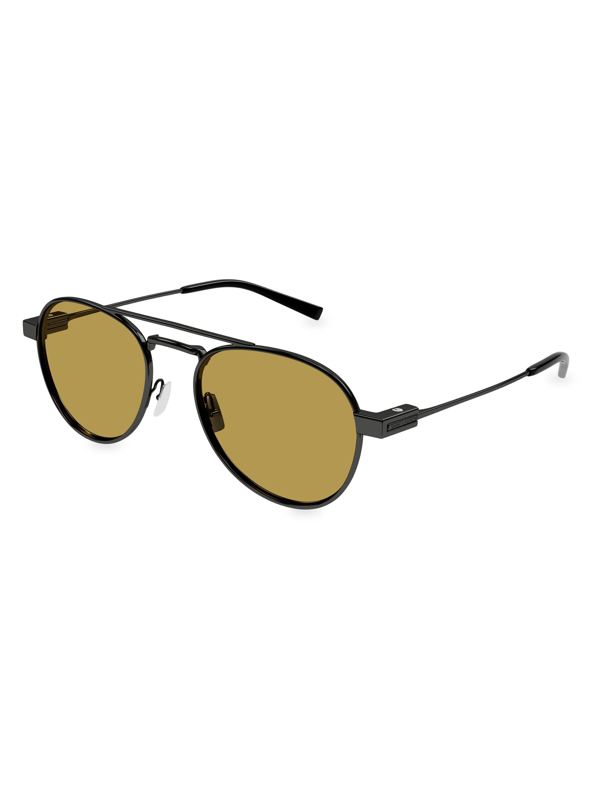 Saint Laurent Men's Hyper Rimlock 54MM Round Sunglasses - Ruthenium Yellow
