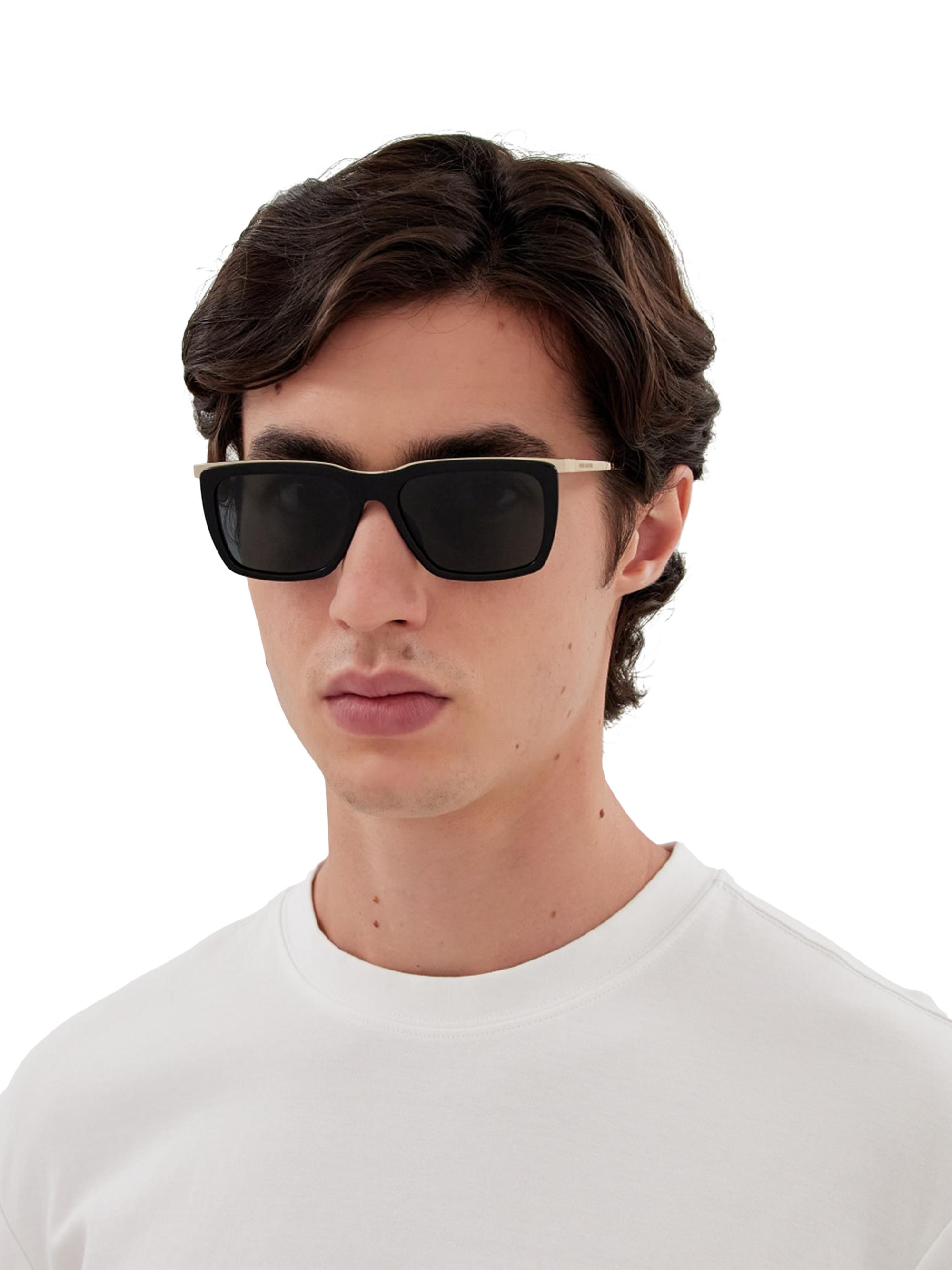 YSL ブラック ゴールドロゴ サングラス Saint Laurent Combi Metal Top Bar 56MM Square Sunglasses | Saks