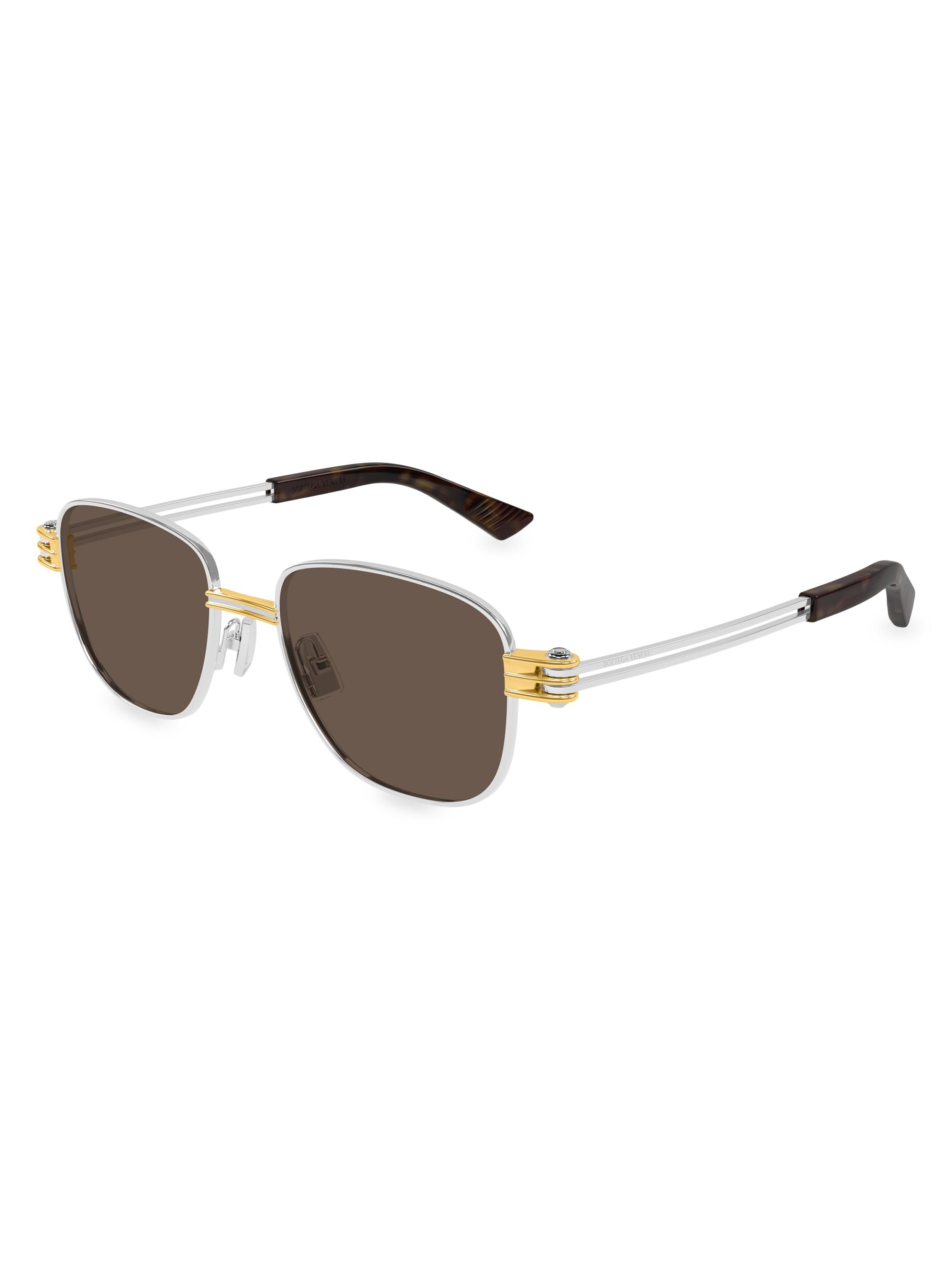 Bottega Veneta Men's Bolt 51MM Square Sunglasses - Silver Gold Brown | Thumbnail 5