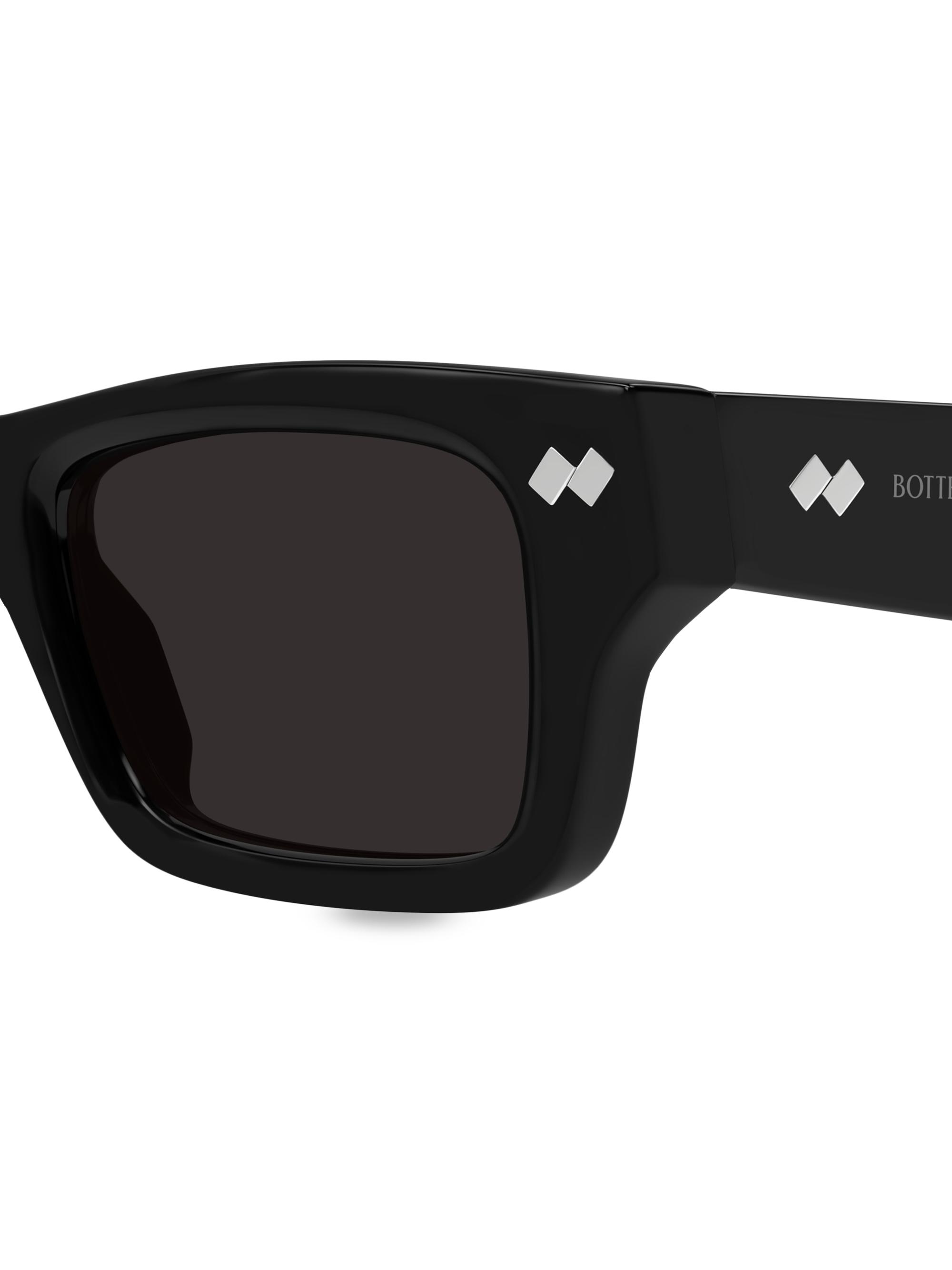 Bottega Veneta Men's Bold Ribbon Stud 50MM Square Sunglasses - Black | Thumbnail 4