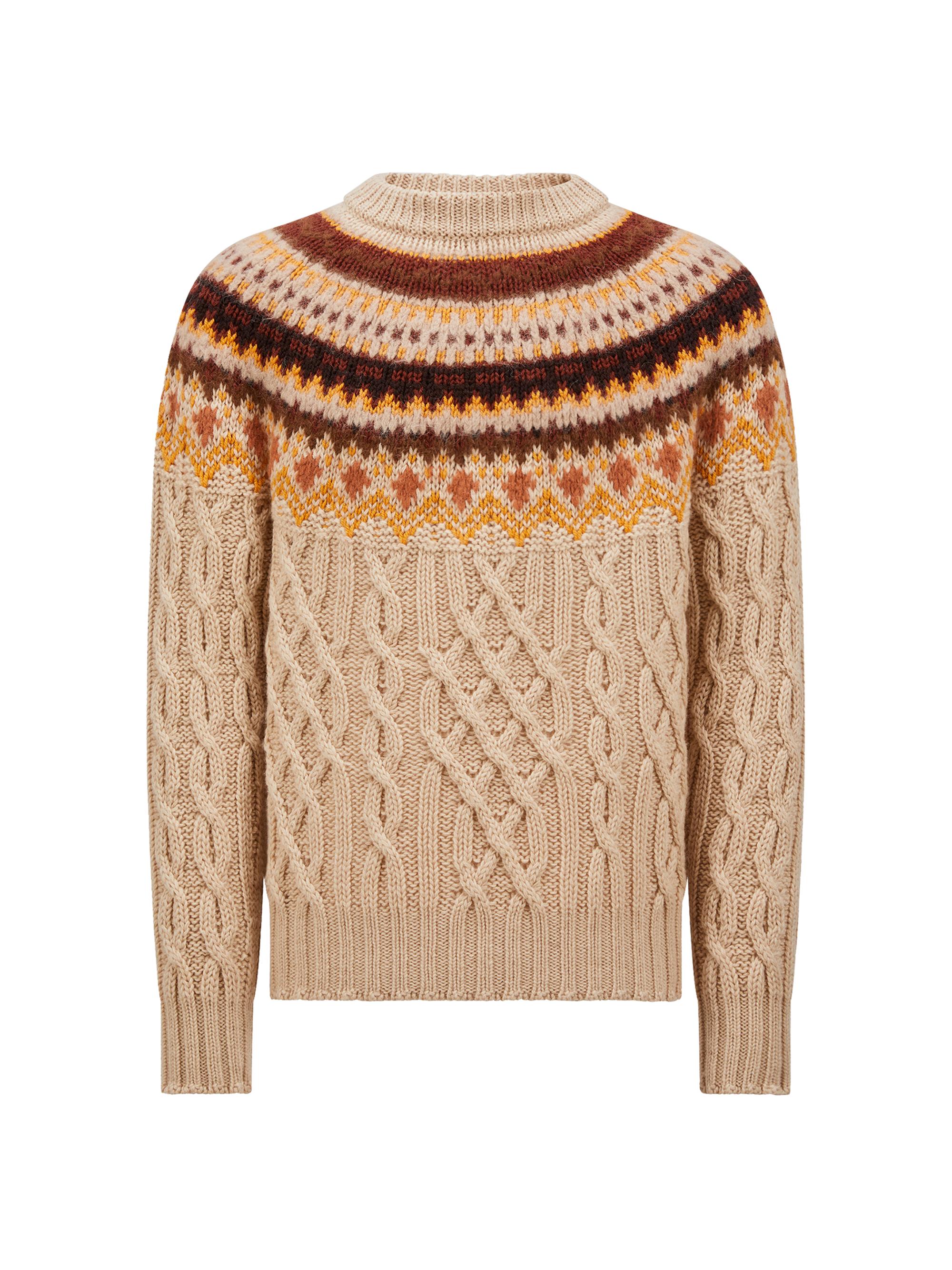 Moncler Grenoble Men's Carded Wool Alpaca Knit Sweater - Beige