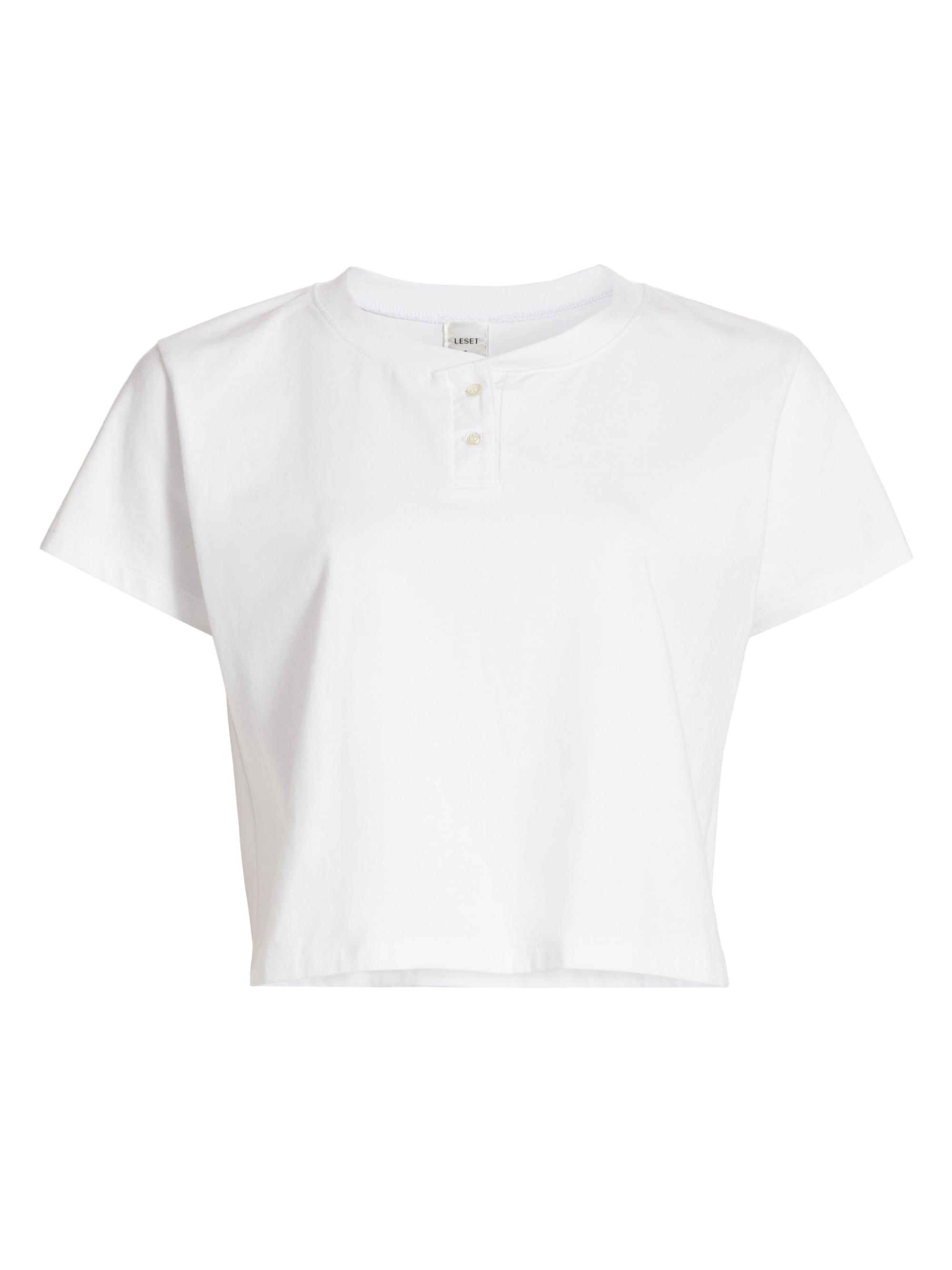 Leset Women's Margo Cotton Henley Shirt - White