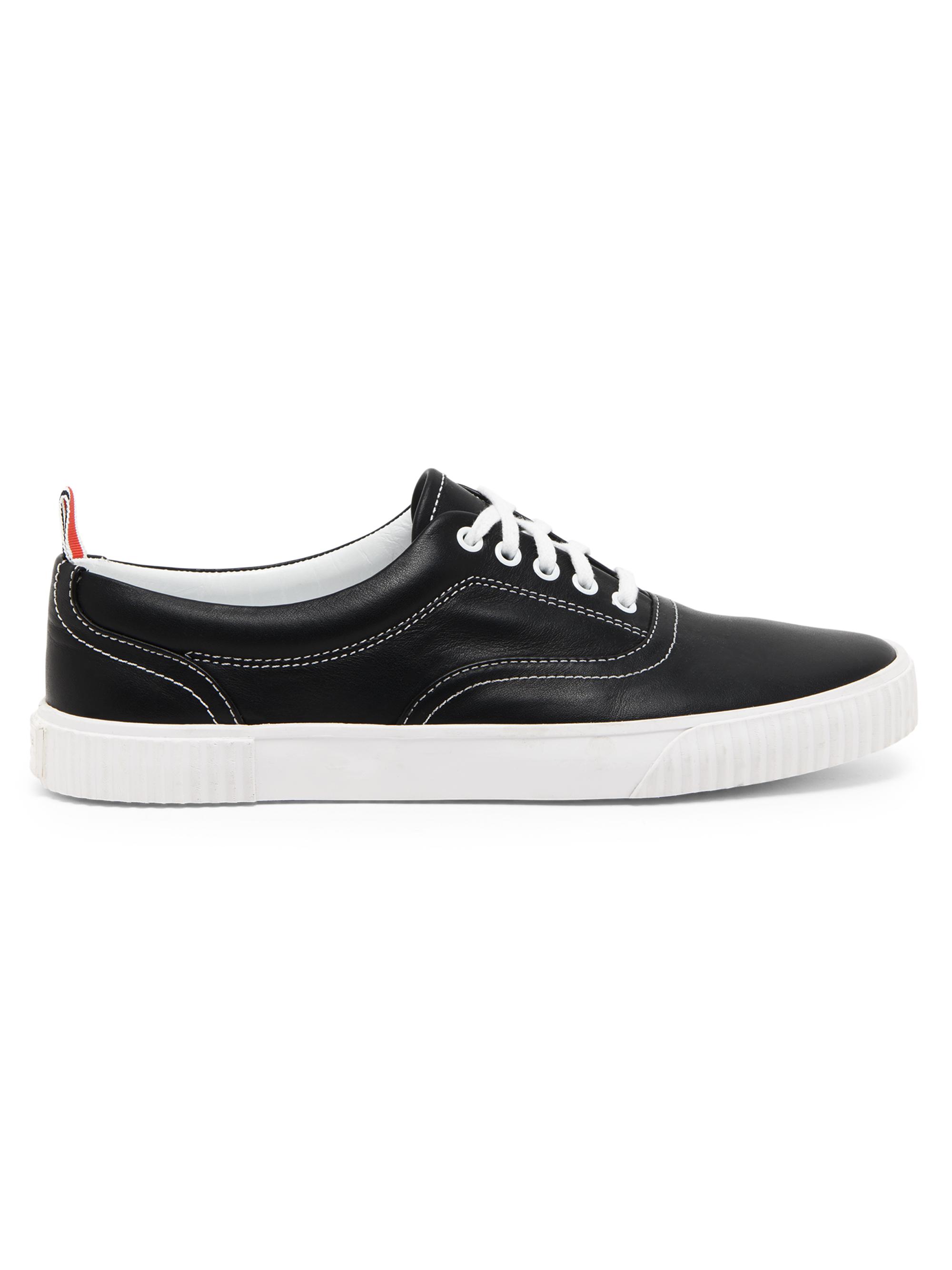Thom Browne Men's Heritage Leather Sneakers - Black