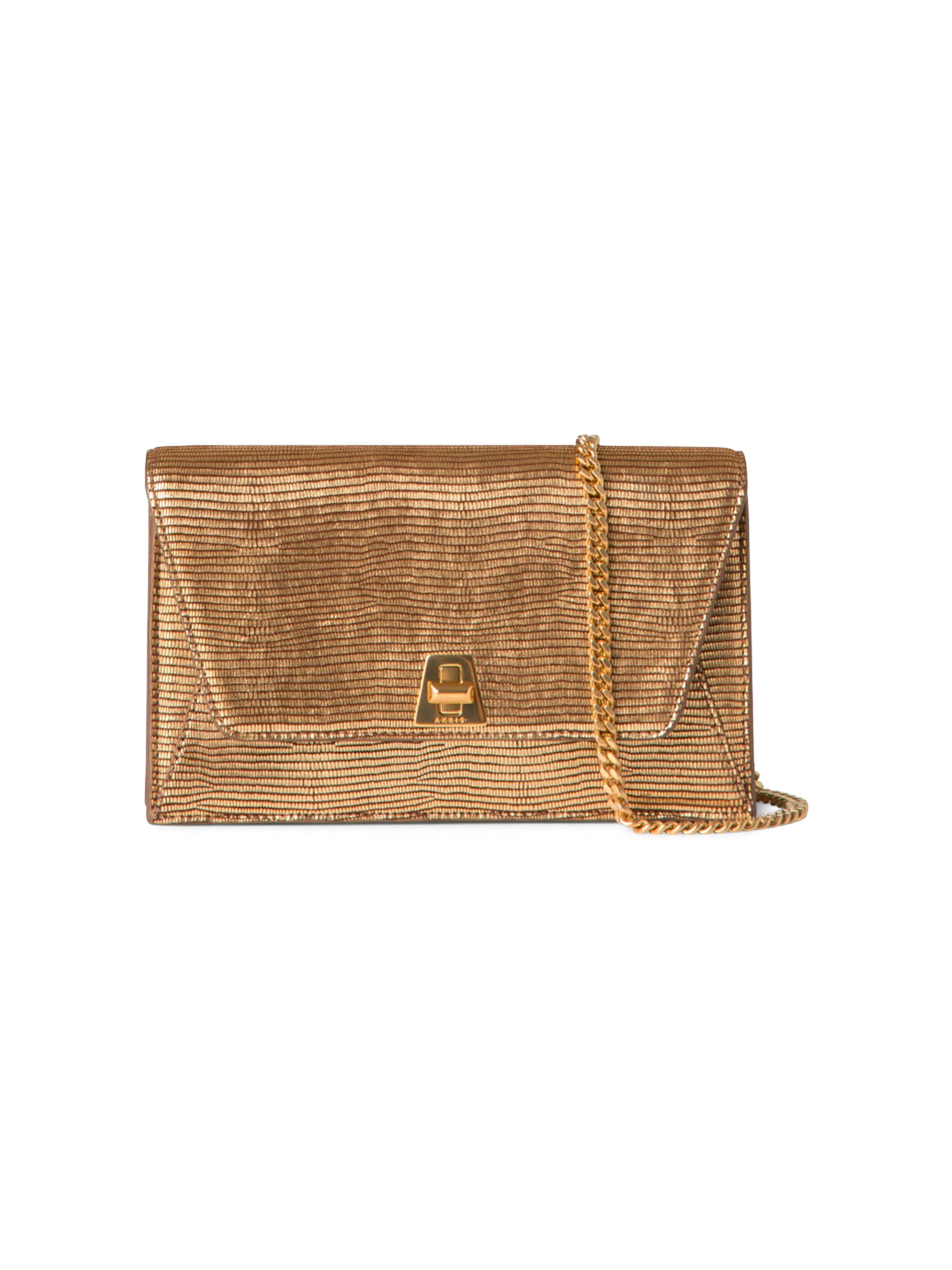 Akris Anouk Lizard-Embossed Metallic Leather Convertible Clutch
