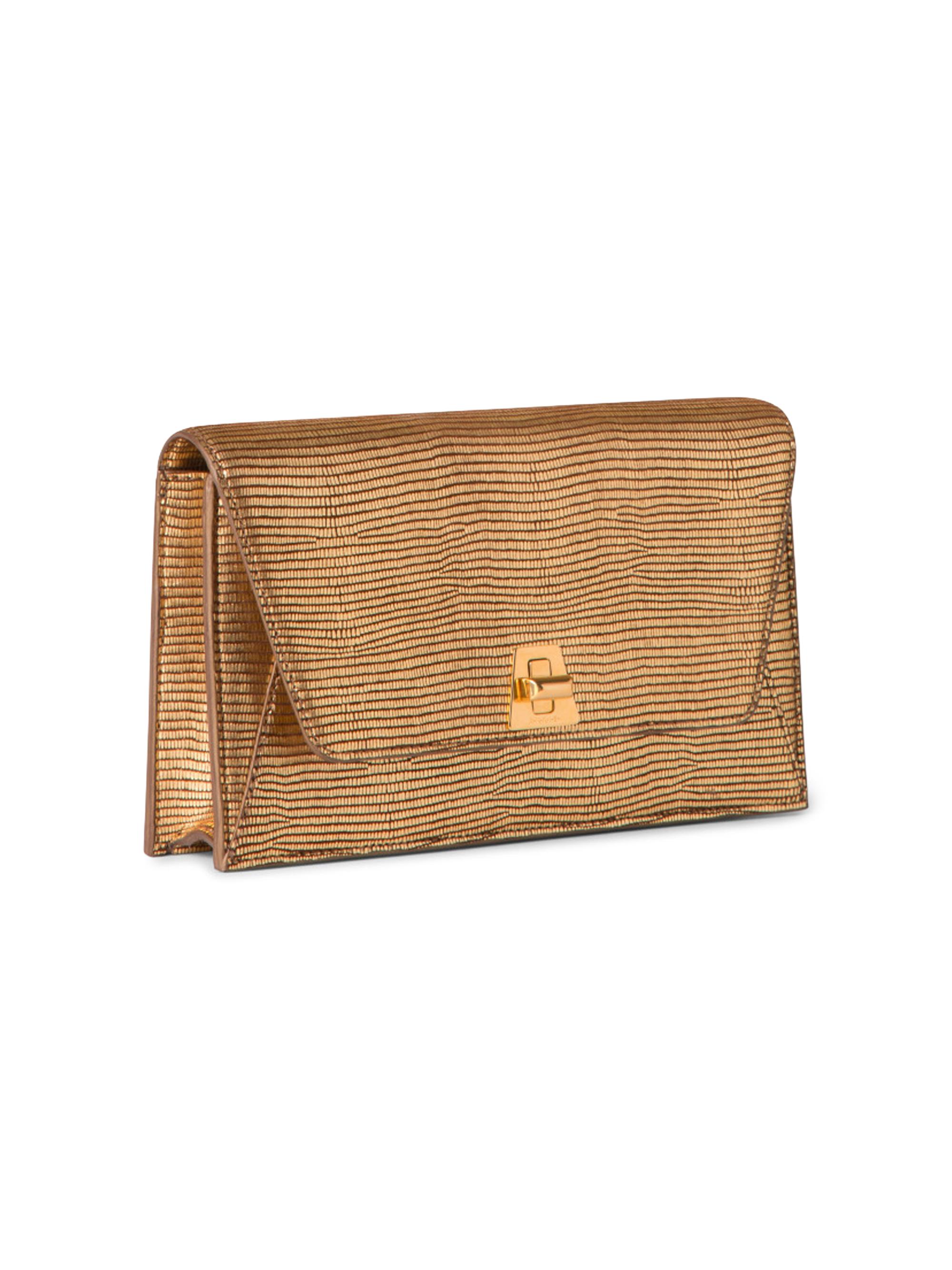 Akris Anouk Lizard-Embossed Metallic Leather Convertible Clutch