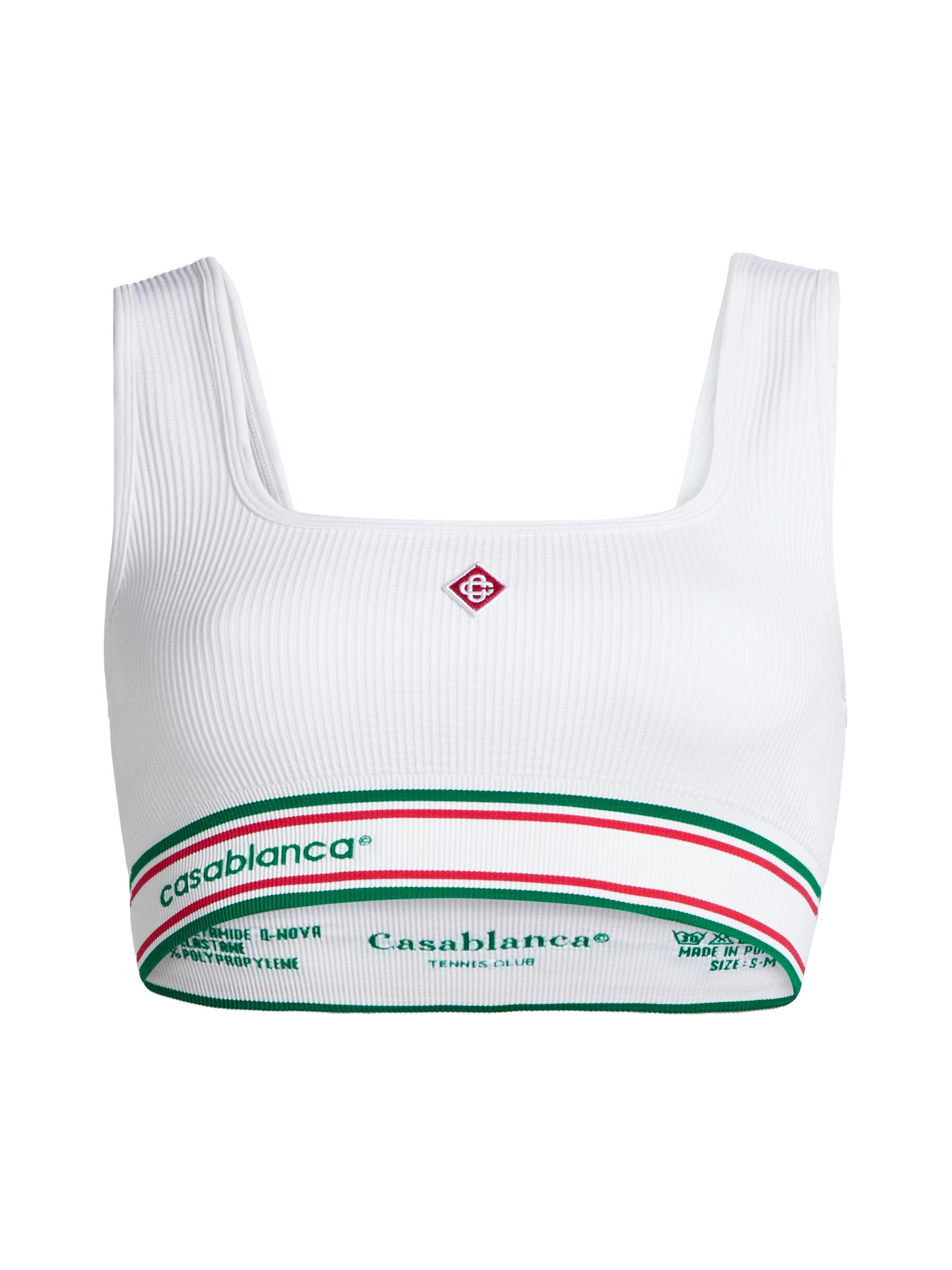 Casablanca Women's Rib-Knit Logo Sports Bra - White