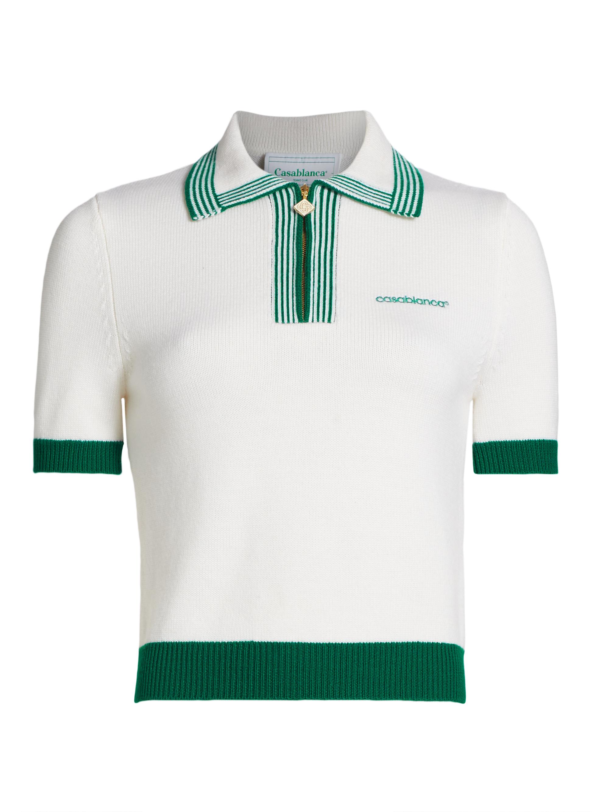 Casablanca Women's Tennis Polo Merino Wool Shirt - White Green