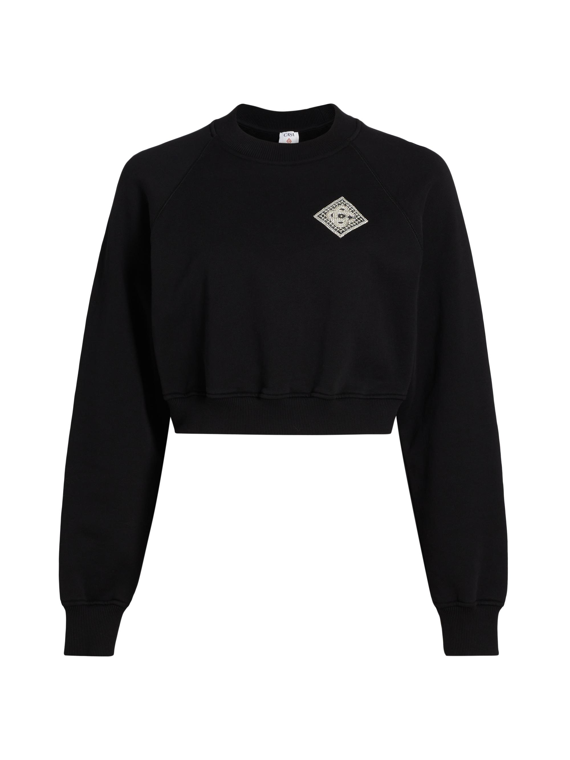 Casablanca Women's Embellished Patch Crop Sweatshirt - Pearl Diamond Patch