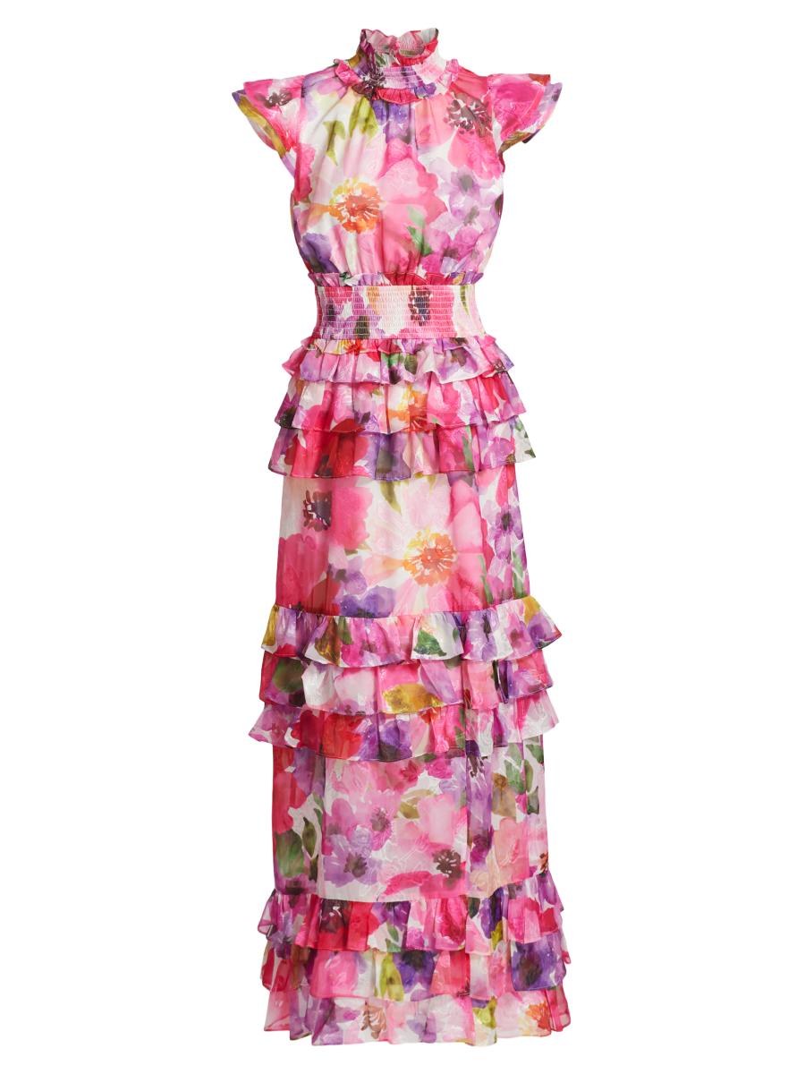 Ellietta Tartan Ruffle Maxi Dress