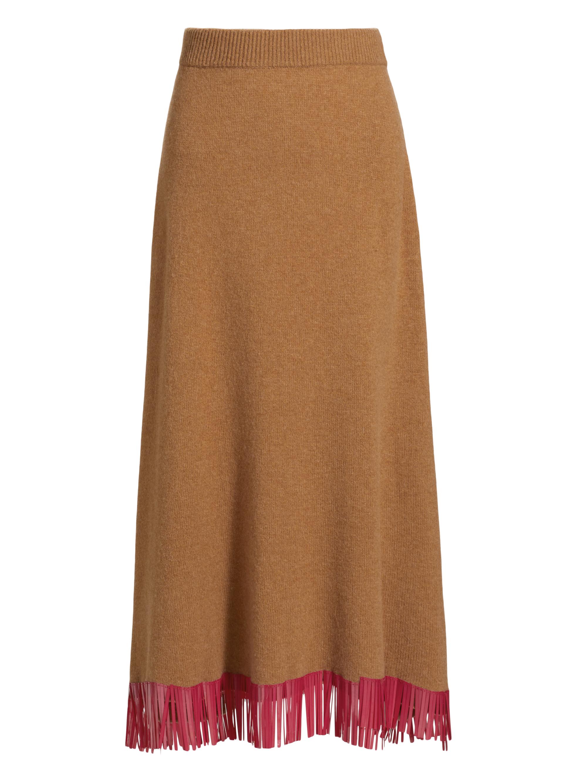 Lingua Franca Women's Bianca Wool Fringe Maxi Skirt - Acorn