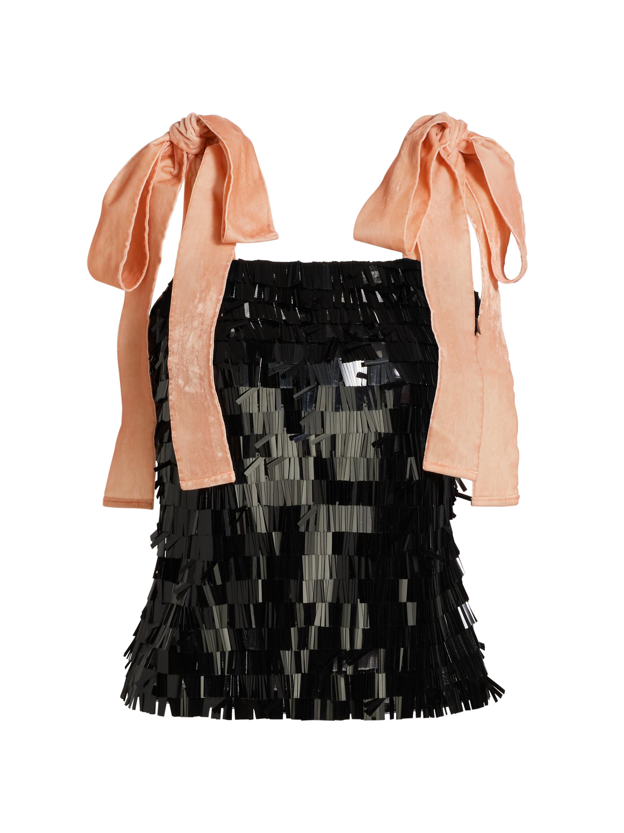 Lingua Franca Women's Tina Sequin & Velvet Top - Black