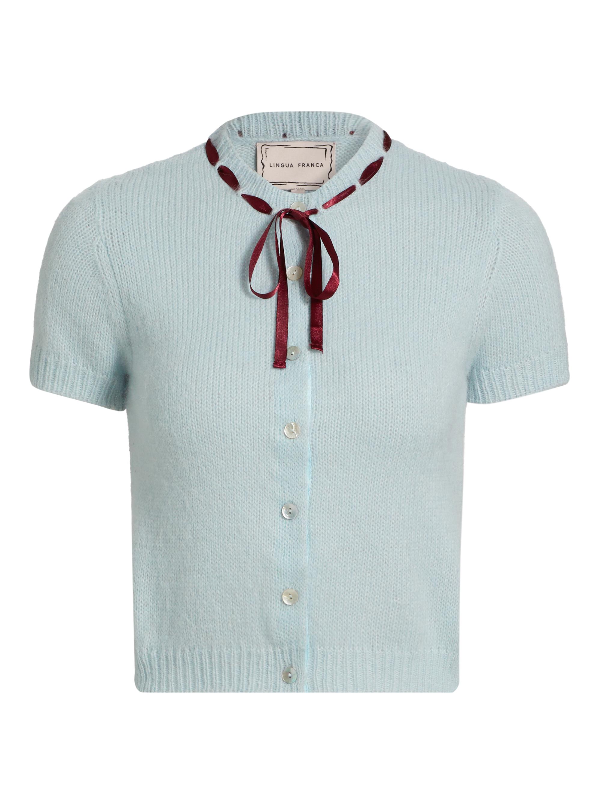 Lingua Franca Women's Brooke Alpaca-Blend Bow Cardigan - Mist