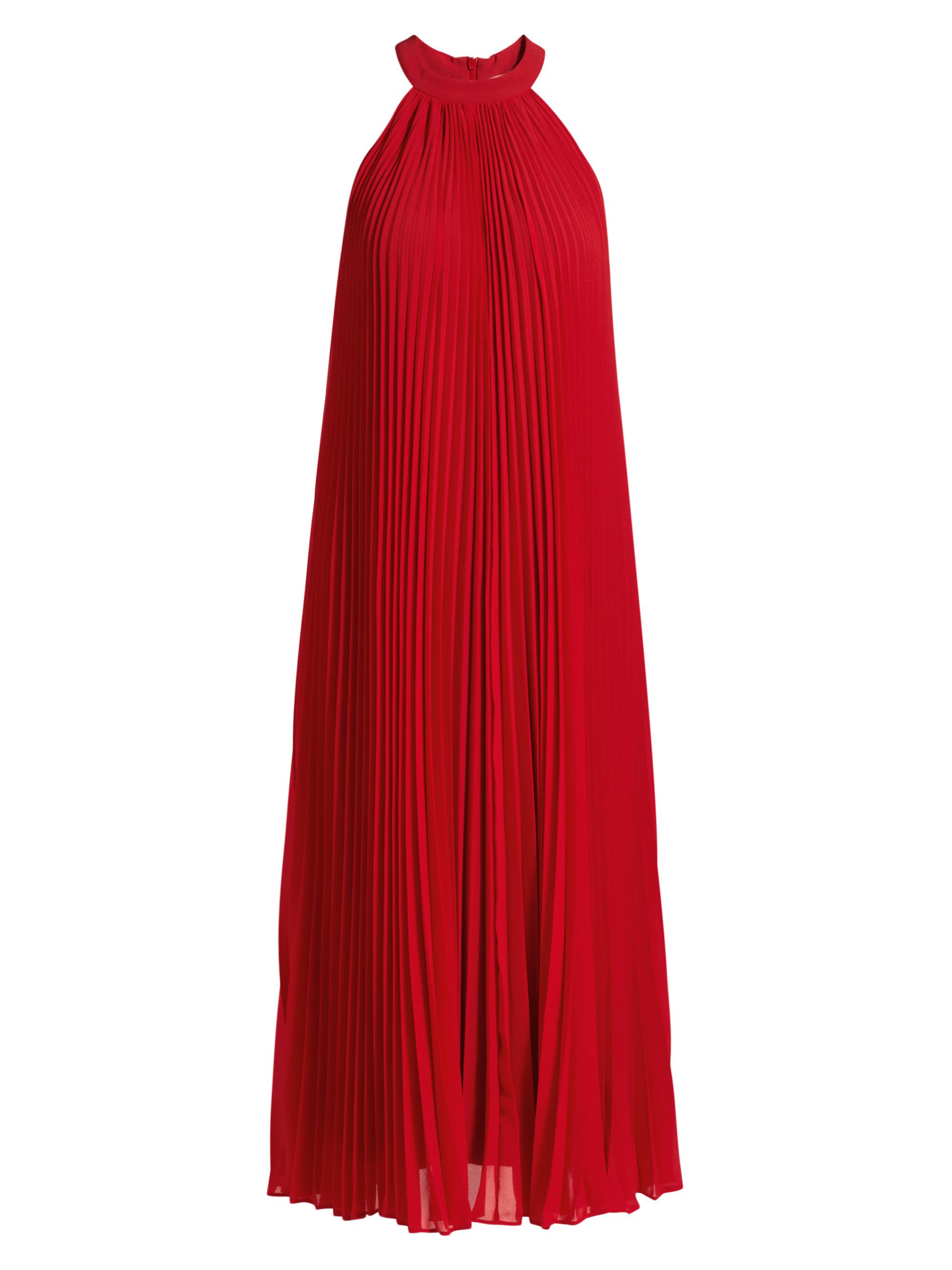 Lingua Franca Women's Minneli Plisse Halterneck Maxi Dress - Cherry