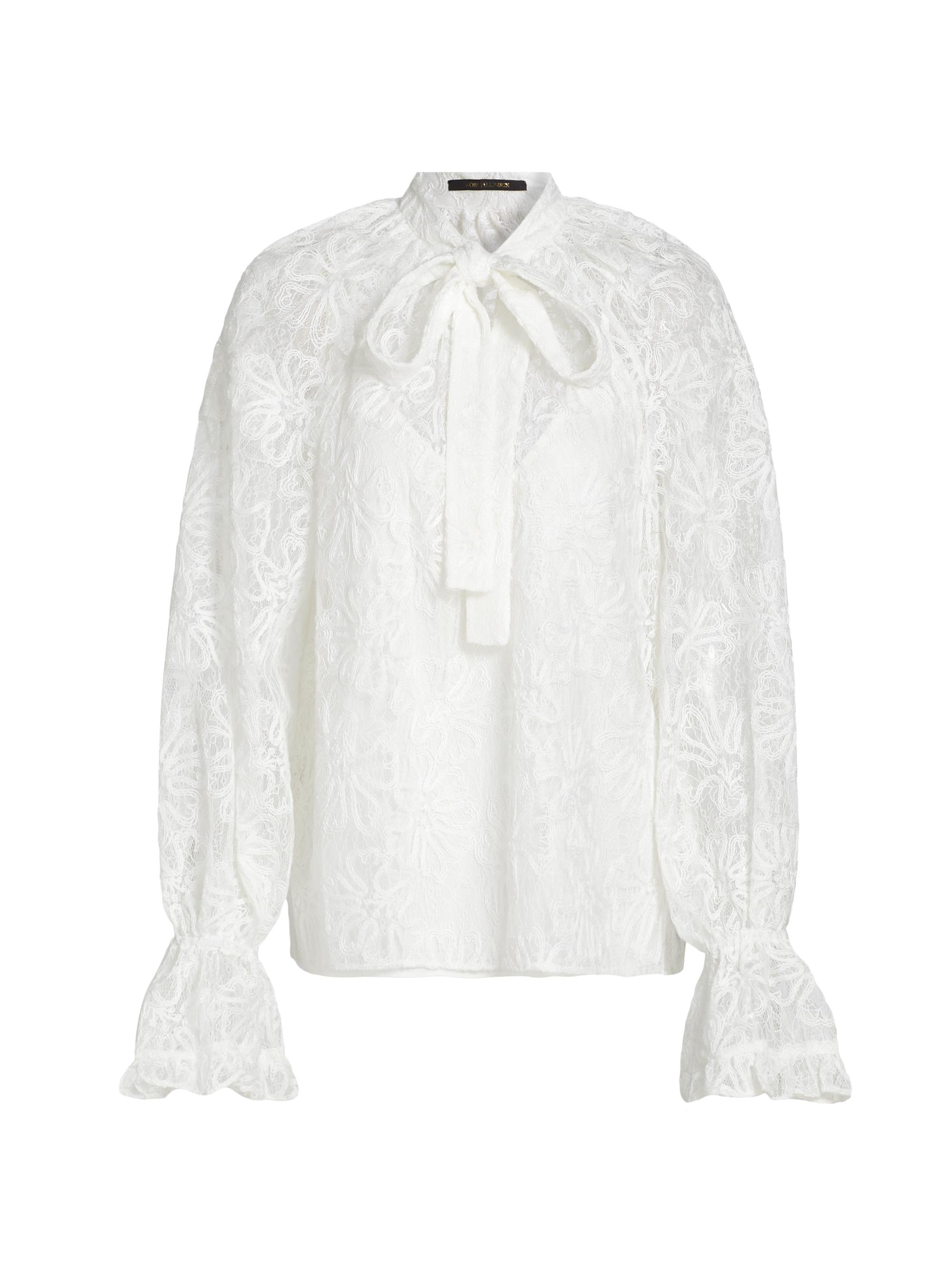 Kobi Halperin Women's Posy Lace Tie-Neck Blouse - White