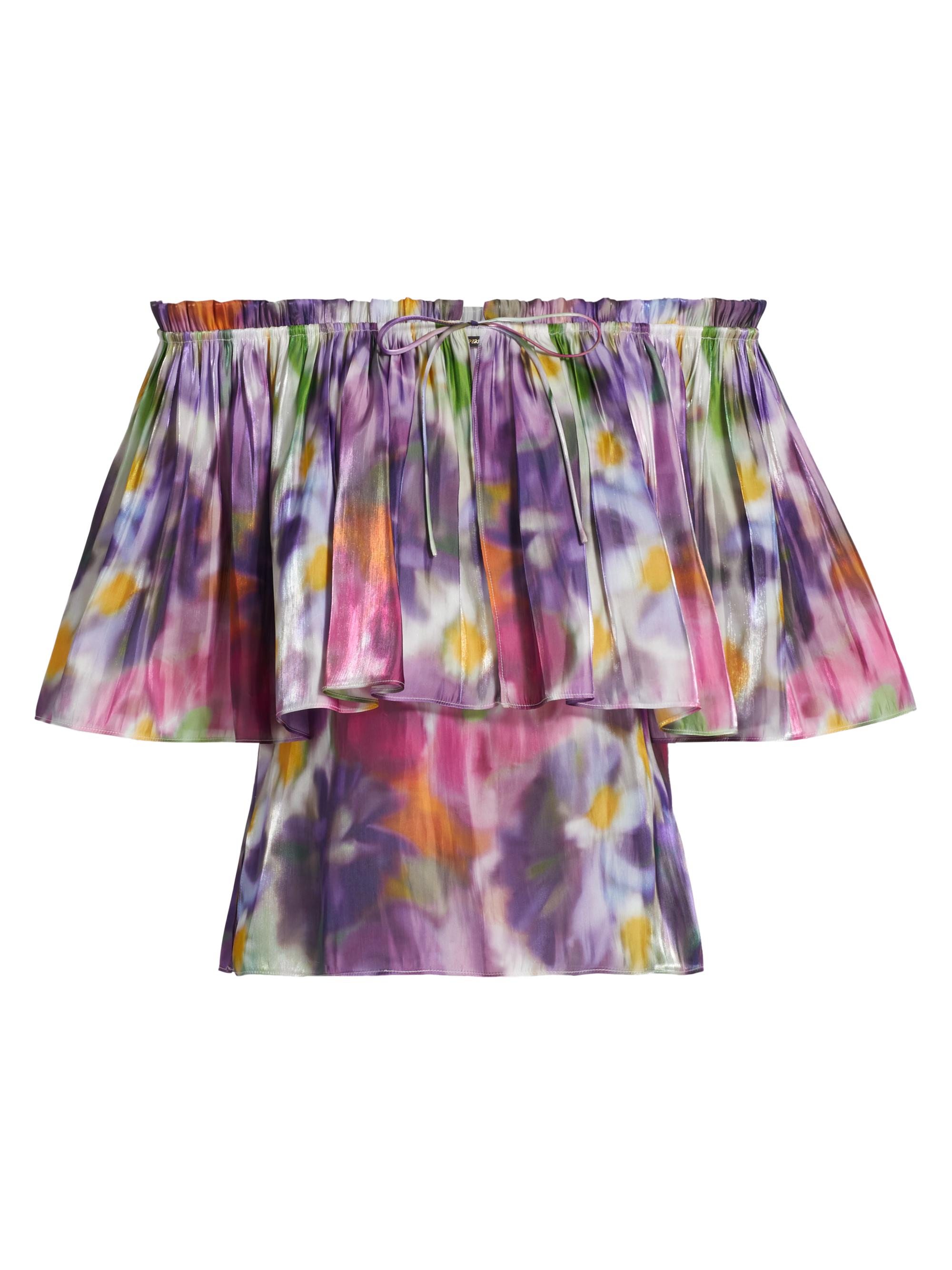 Kobi Halperin Women's Vesey Floral Metallic-Satin Off-The-Shoulder Blouse - Iris Multi