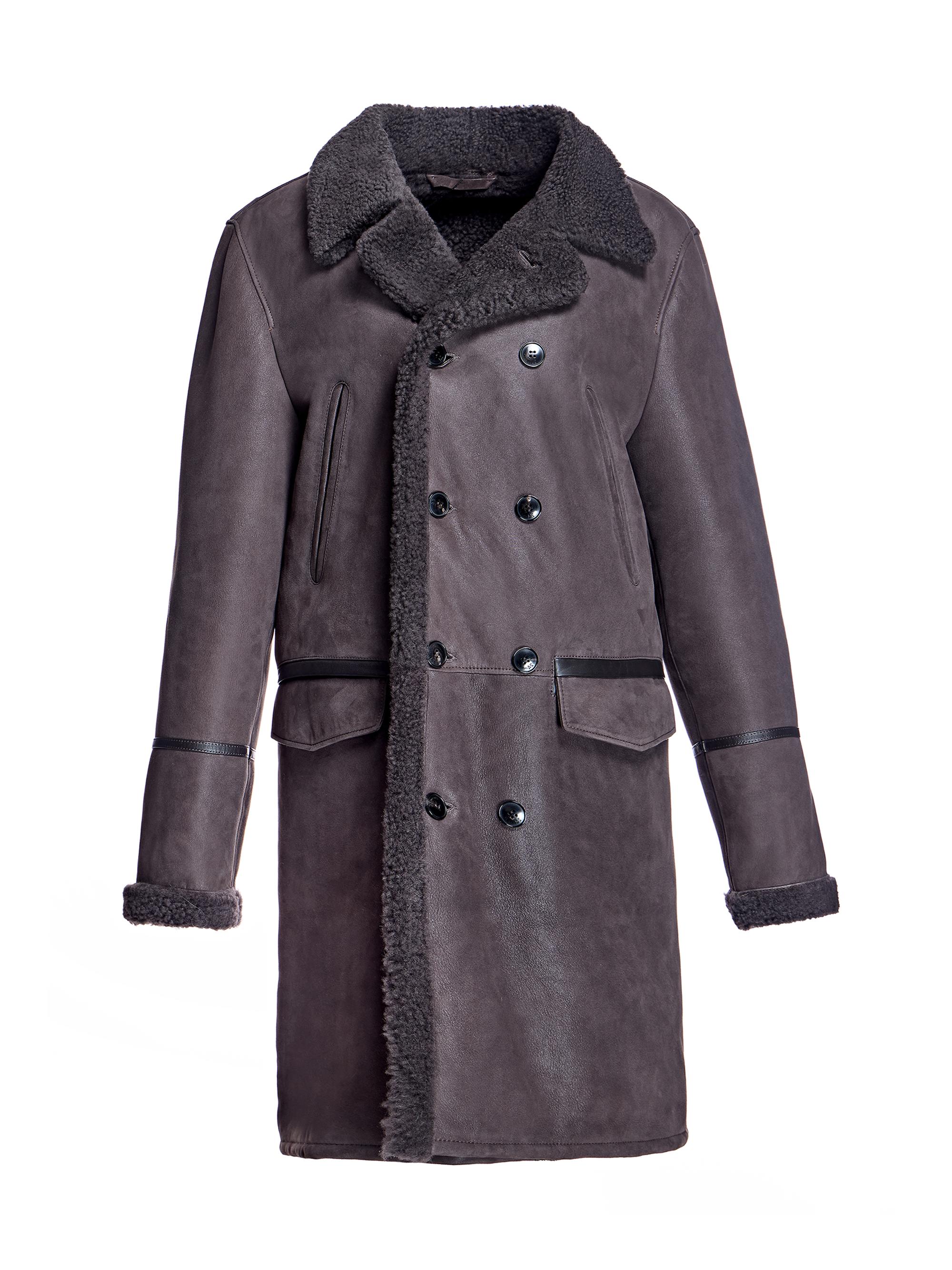 Maximilian Men's Shearling Peacoat - Wood
