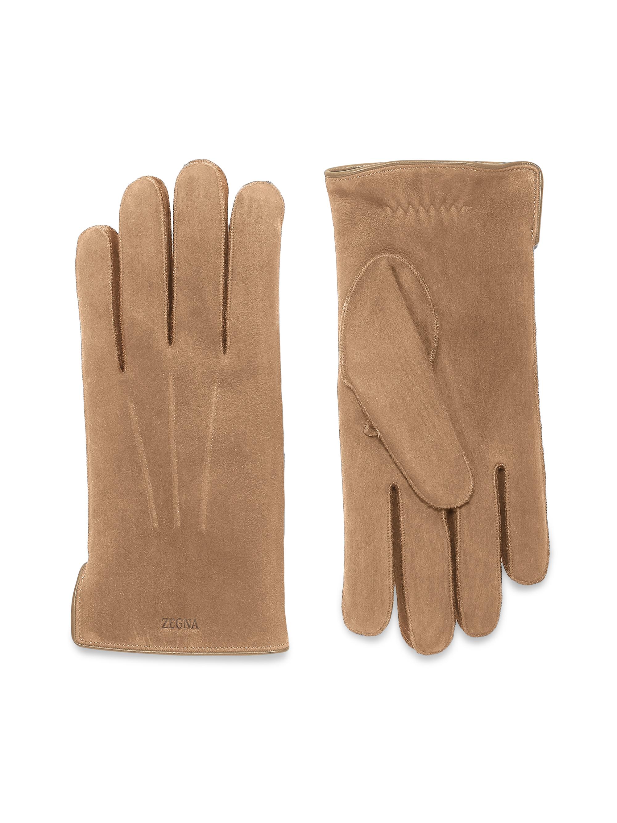 ZEGNA Men's Suede Gloves - Beige