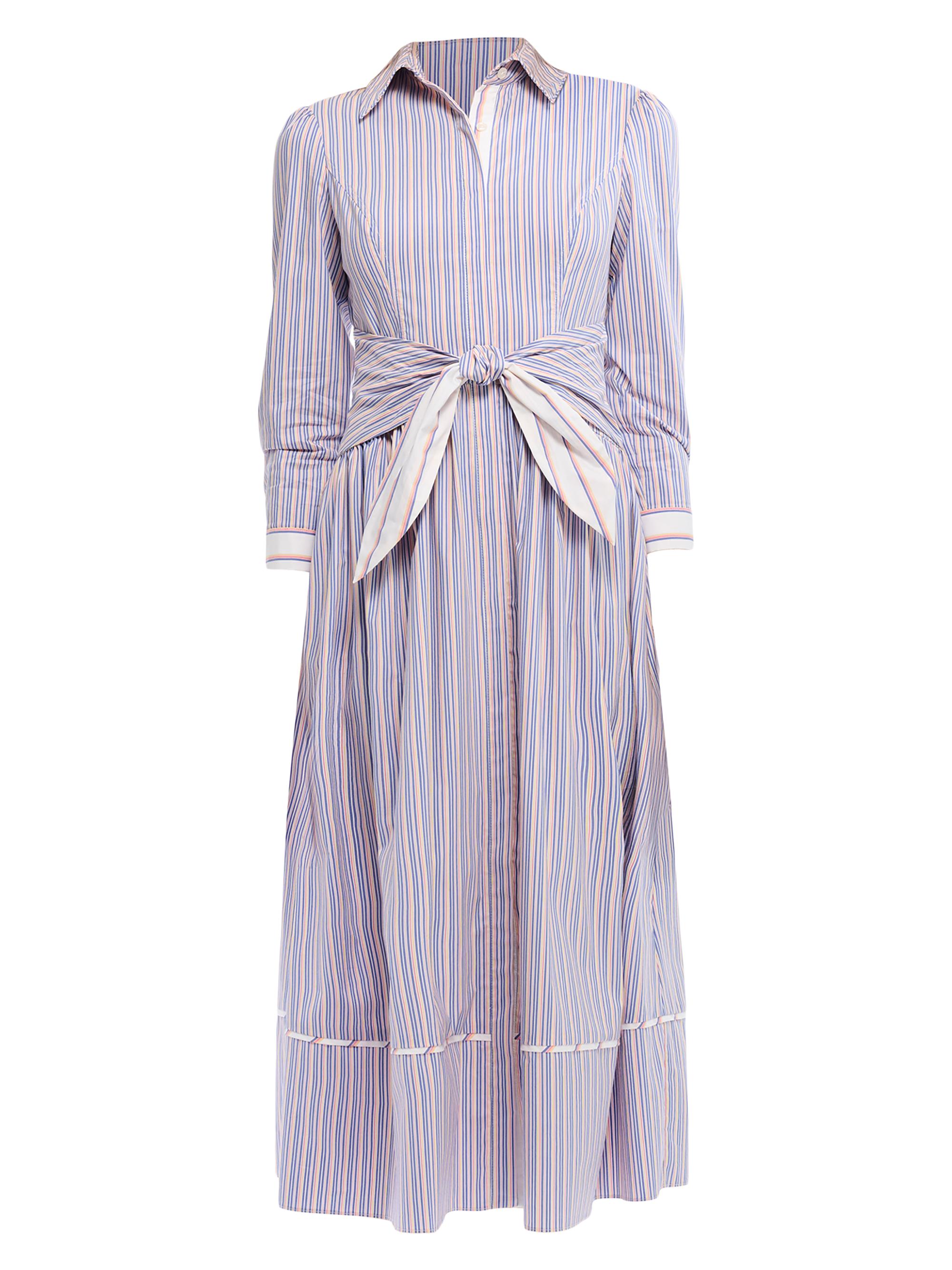 Shoshanna Women's Clarice Striped Cotton Midi-Dress - French Blue Multi