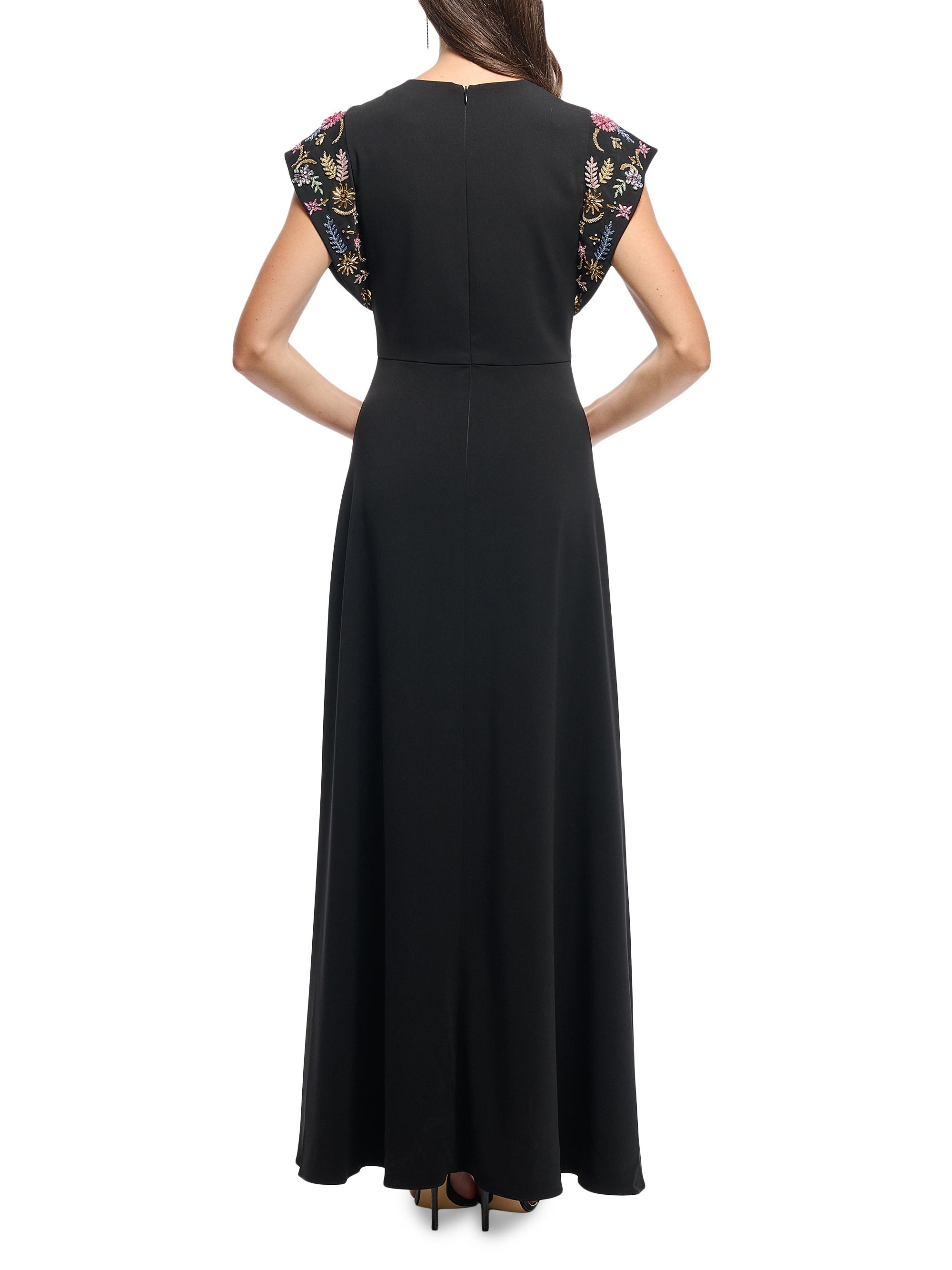 cap sleeve maxi dress formal GLS Prom Long Cap Sleeve Evening Ball Gown with Pockets - Navy - Size XS main image 1