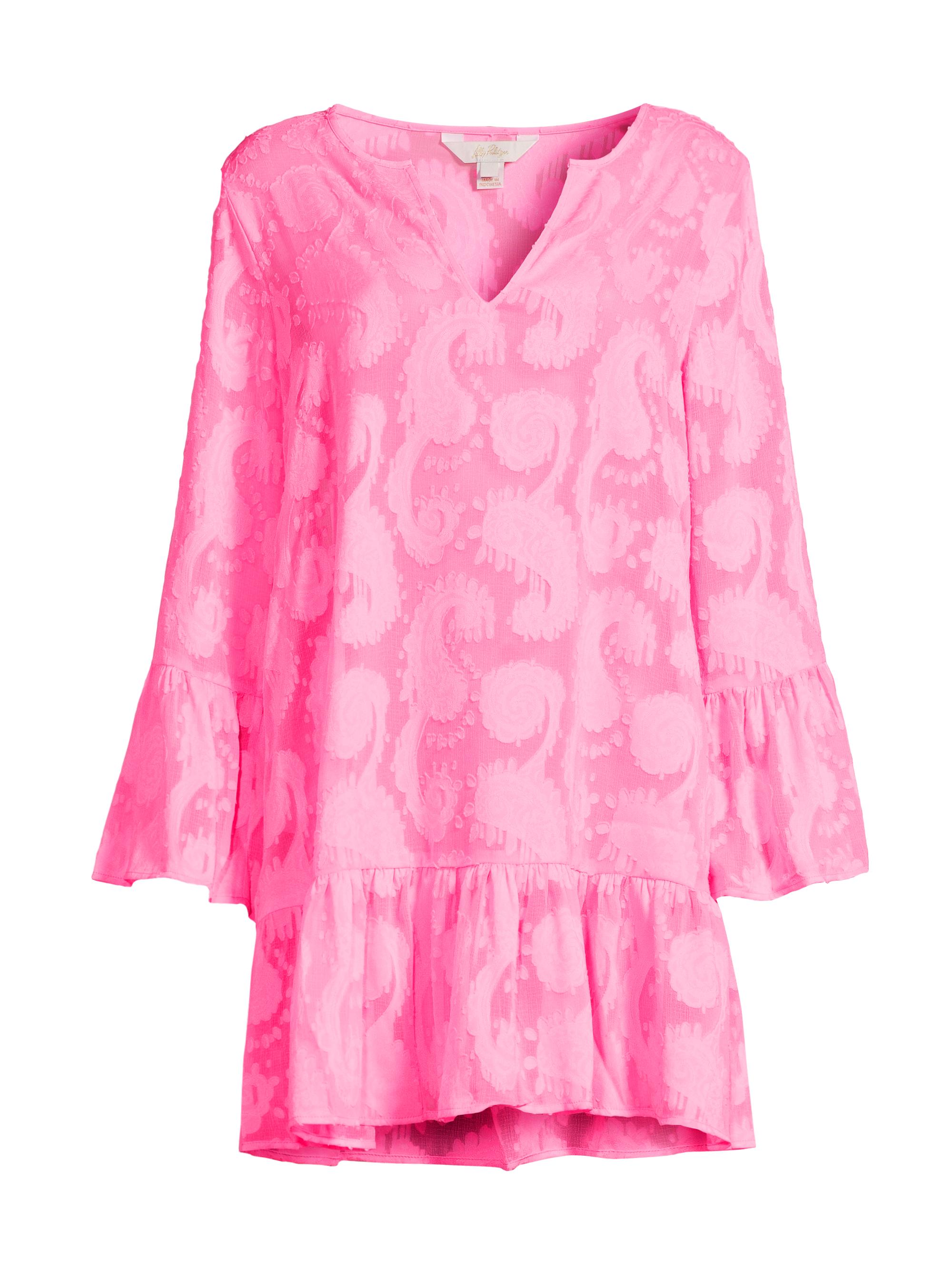 Lilly Pulitzer Women's Shenzi Clip-Jacquard Flounce Cover-Up Minidress - Rousseau Pink Tangerine Dream