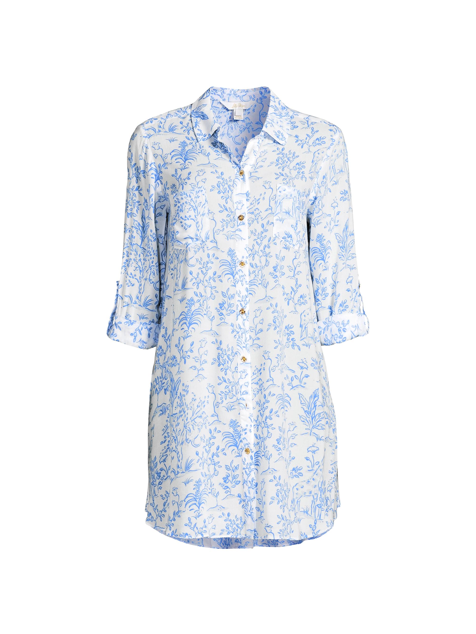 Lilly Pulitzer Women's Natalie Floral Cover-Up Shirtdress - Resort White Tall Tales