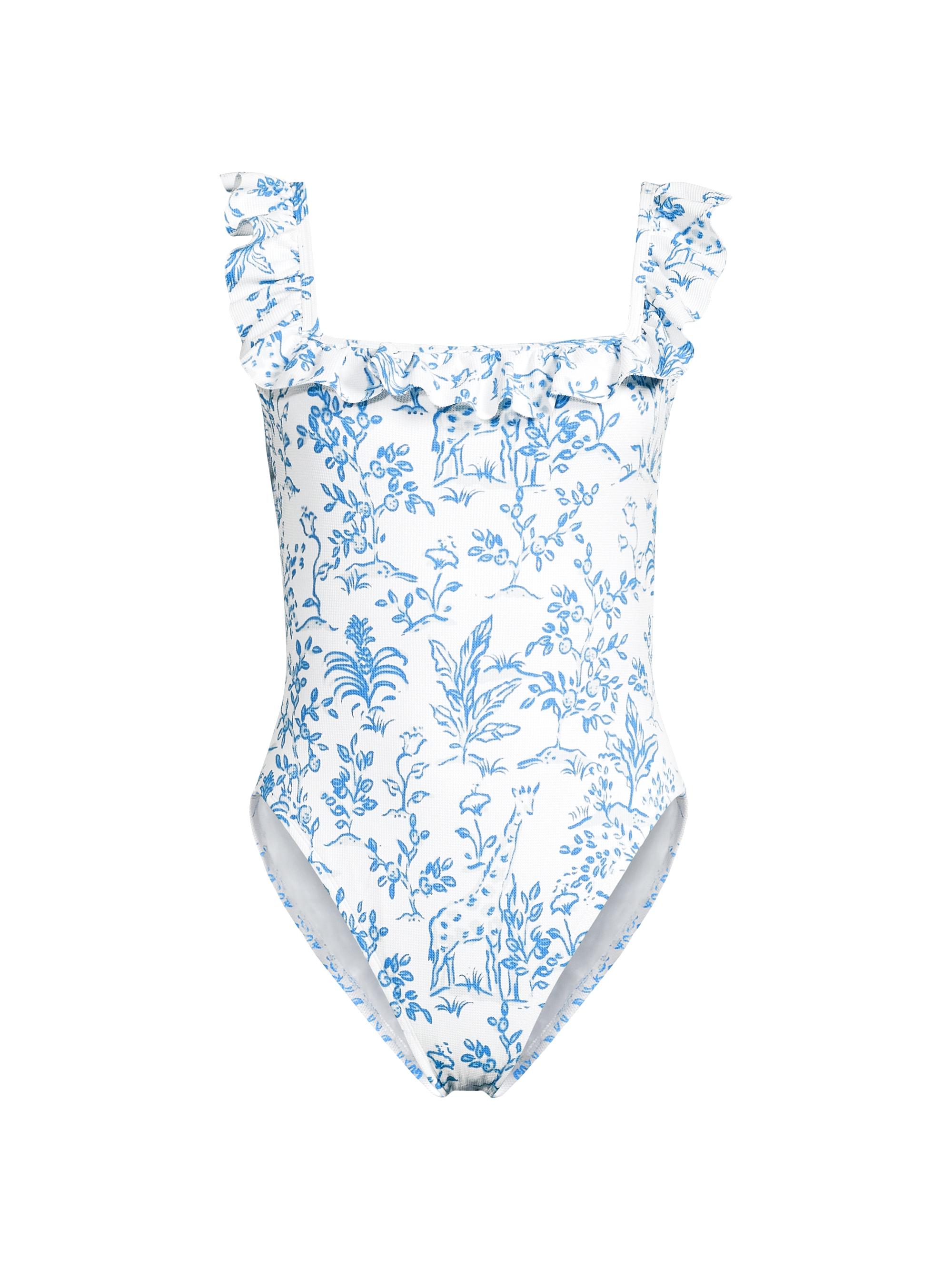 Lilly Pulitzer Women's Aemma Ruffled Floral One-Piece Swimsuit - Resort White Tall Tales