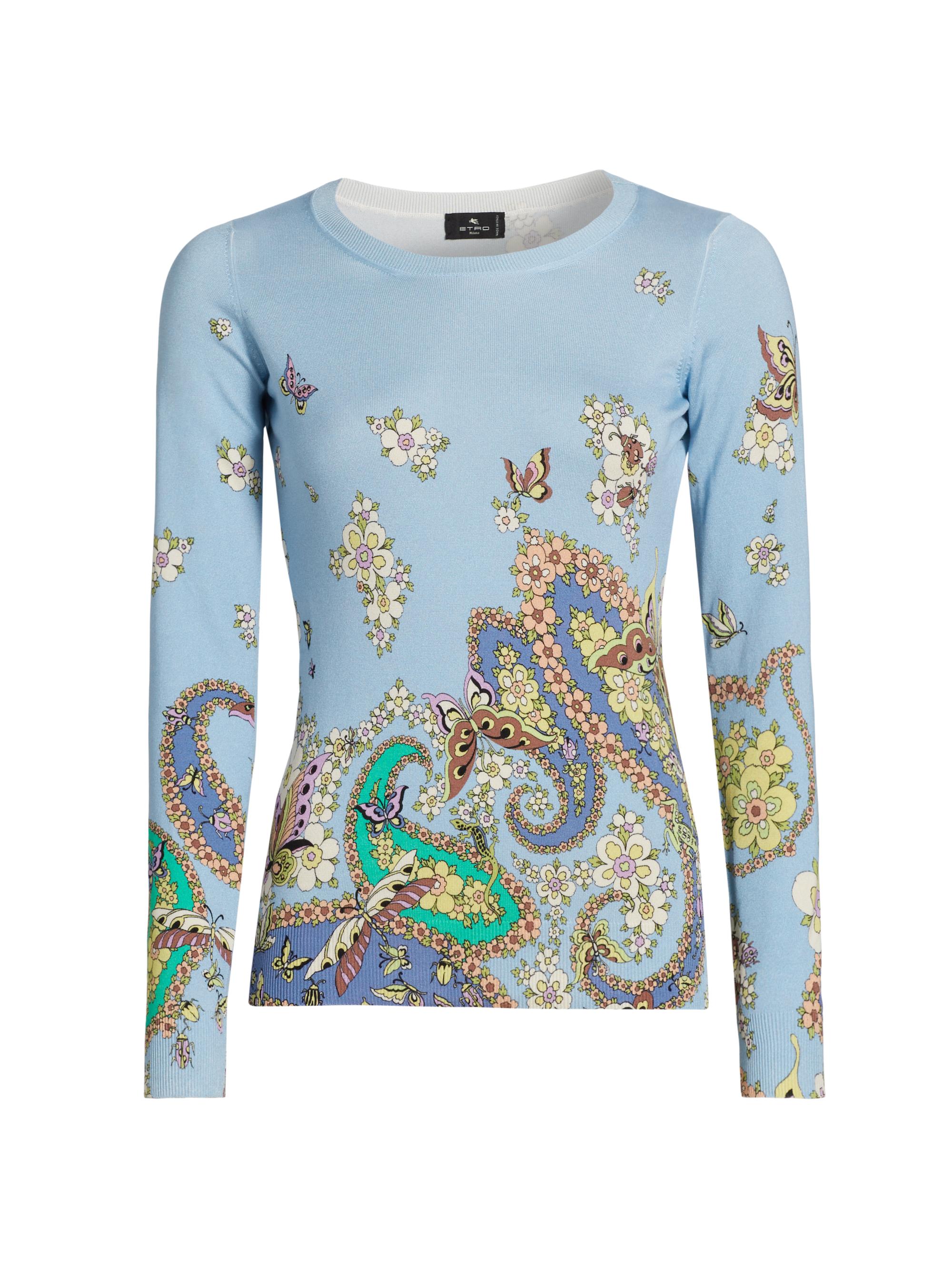 Etro Women's Lucky Charm Long-Sleeve T-Shirt - Stampa Blu